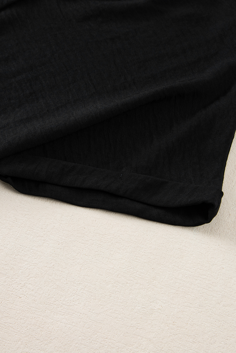 Black Notched Neck Batwing Sleeve Lightweight Blouse - loveforevers