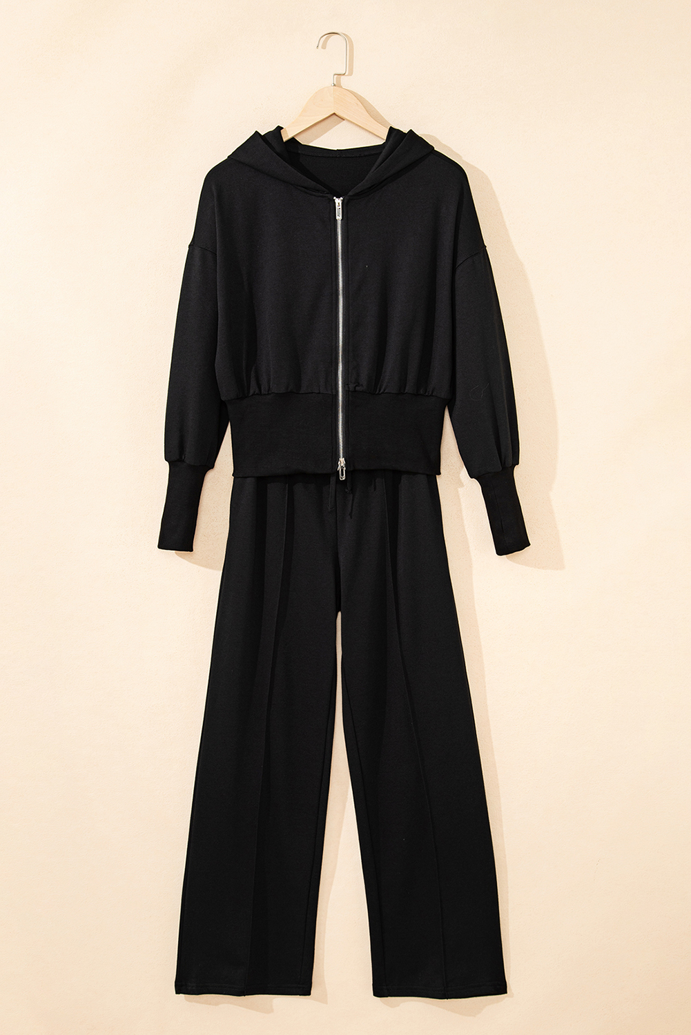 Gray Double Zipper Hooded Jacket and Sweatpants Active Set - loveforevers