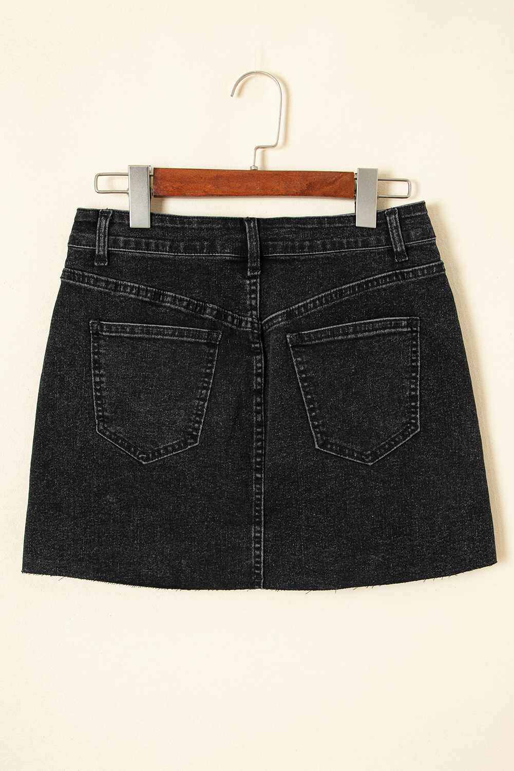 Carbon Grey Mineral Wash Ripped Raw Hem Denim Mini Skirt - loveforevers
