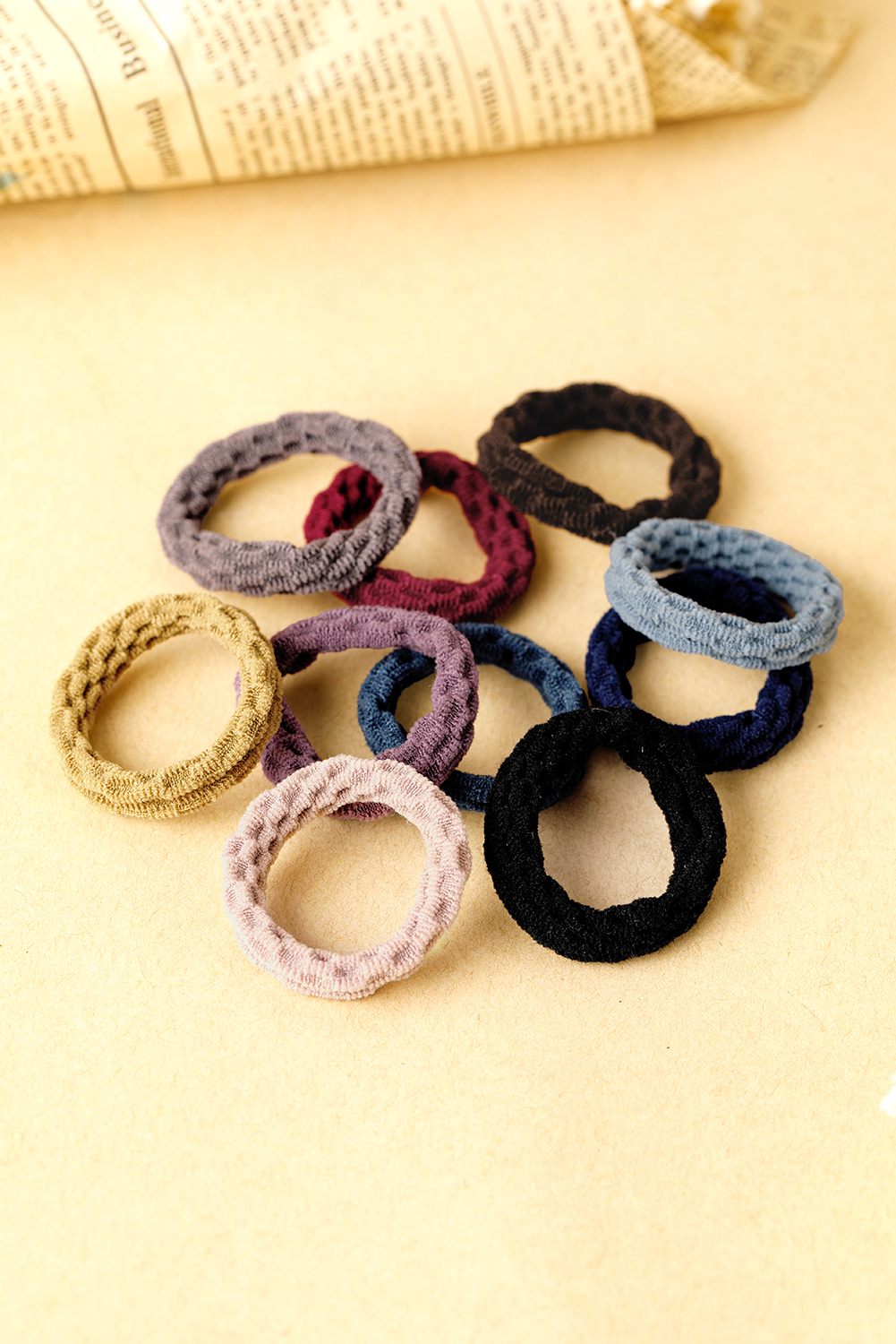 Black 10pcs/pack Elastic Textured Hair Tie - loveforevers