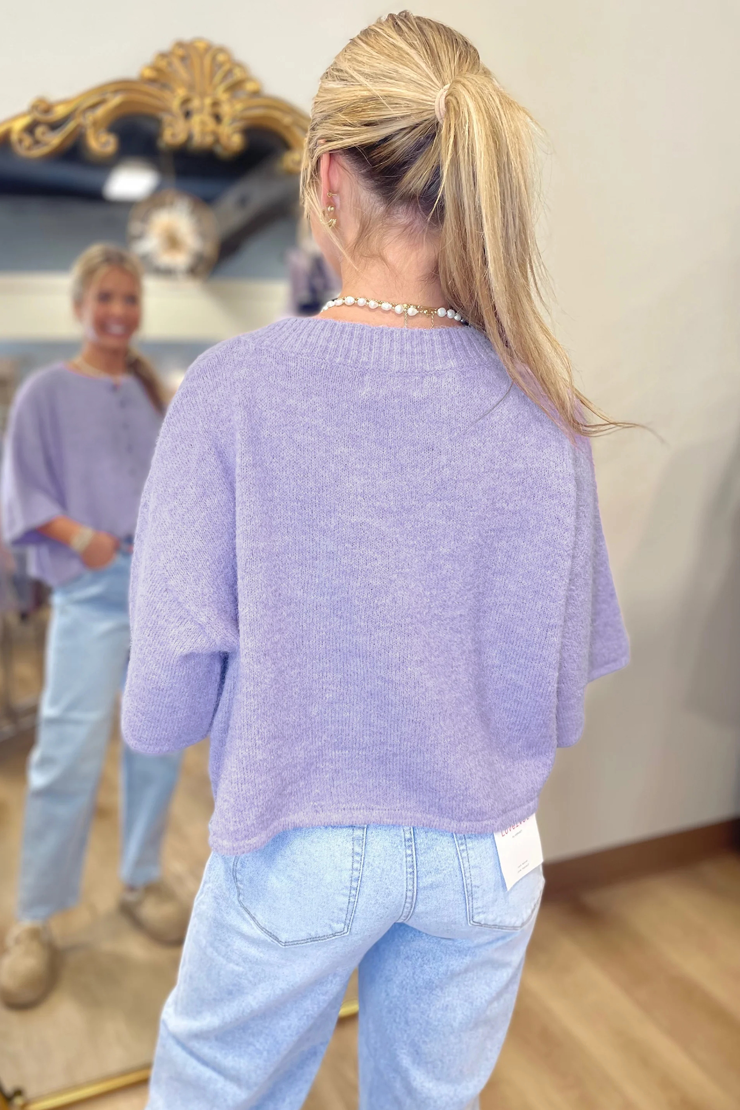 Lavendula 3/4 Sleeve Boxy Knit Button Down Sweater Cardigan - loveforevers