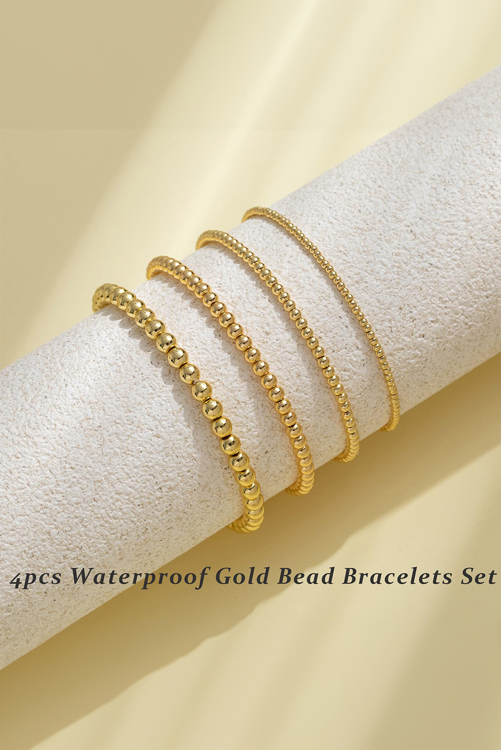 Gold 4pcs Beaded Plated Bracelet Set - loveforevers