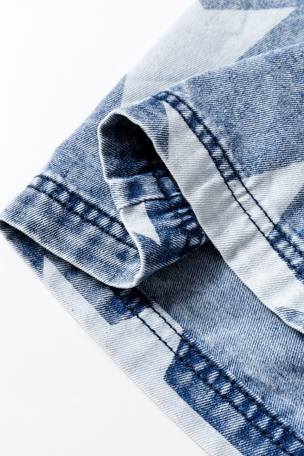 Light Blue Star Print Light Wash Drawstring Elastic Waistband Wide Leg Jeans - loveforevers