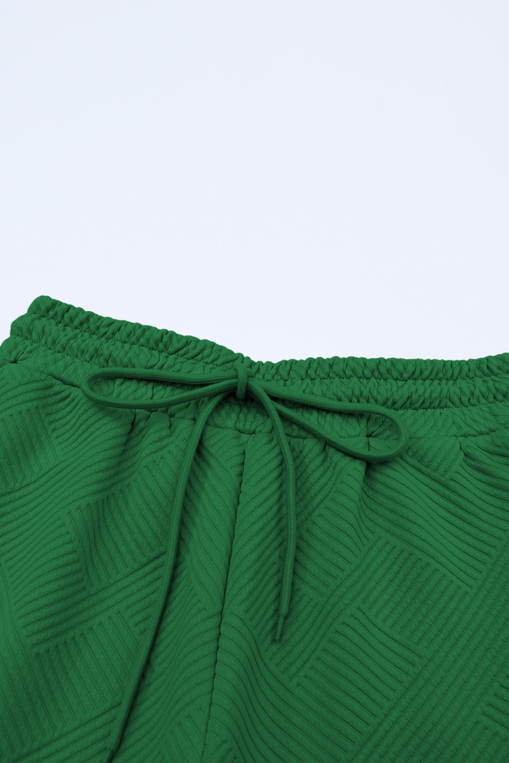 Dark Green Textured Loose Fit T Shirt and Drawstring Pants Set - loveforevers