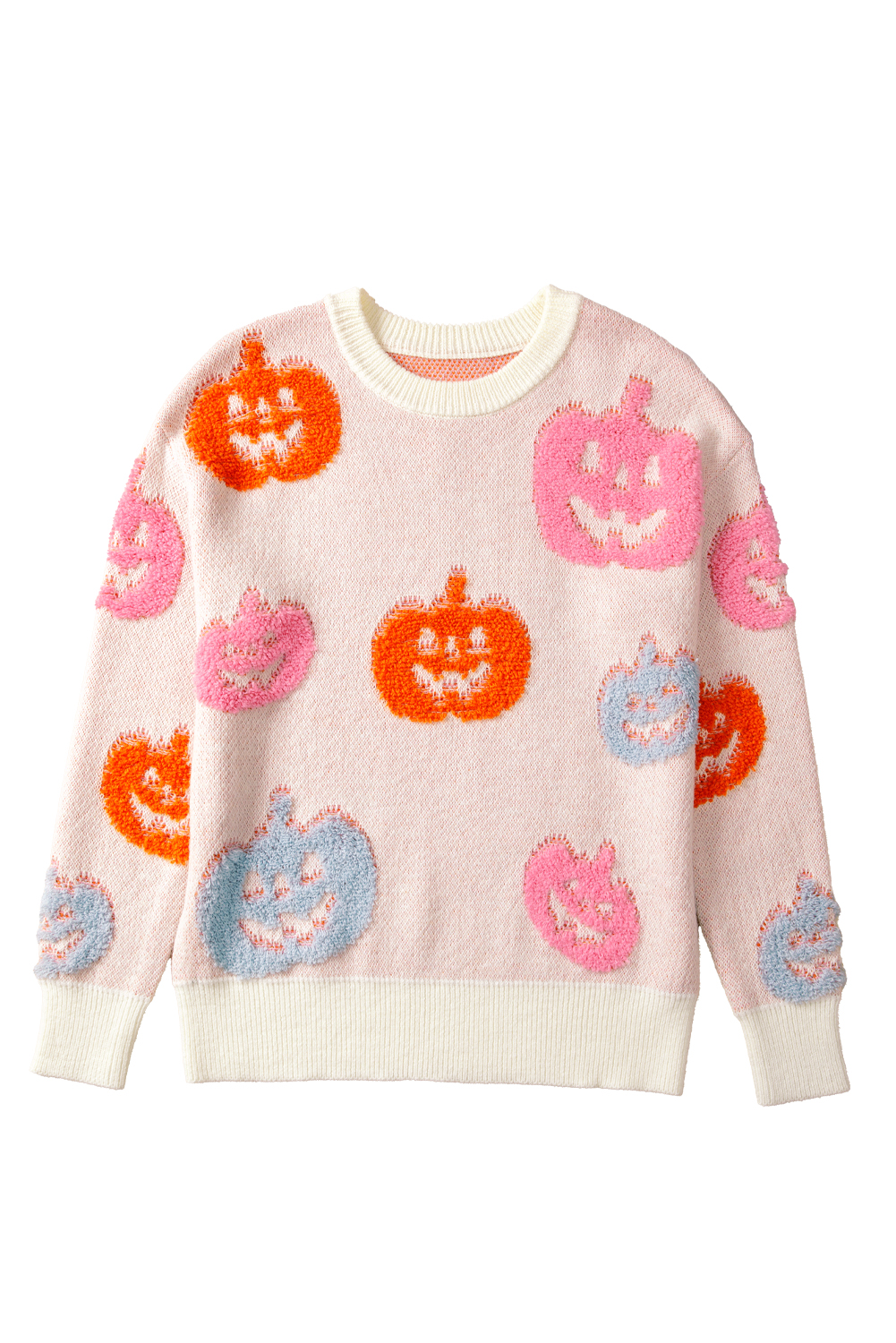 Beige Halloween Cute Pumpkin Pattern Sweater - loveforevers