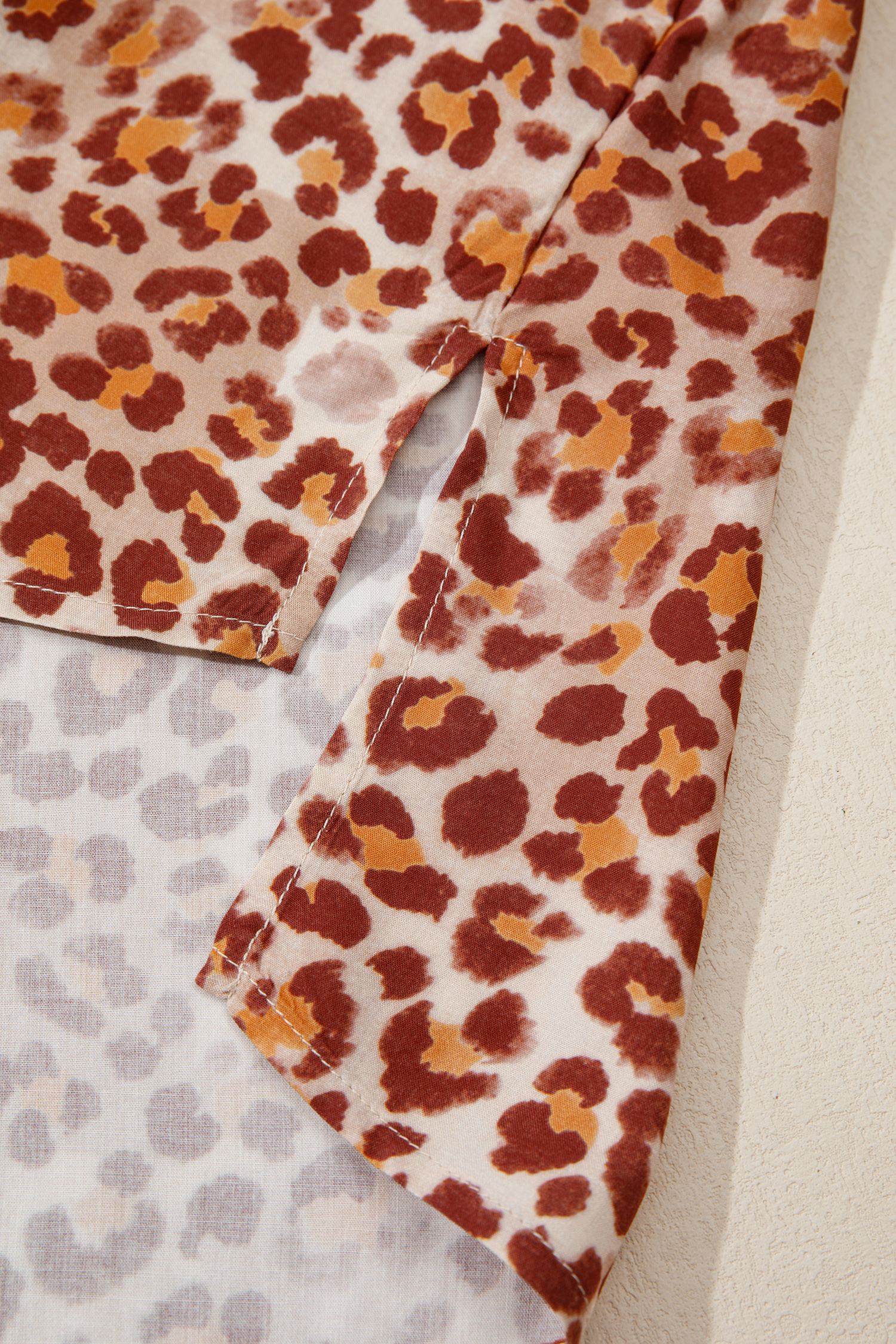 Brown Contrast Trim Leopard Top and Pant Set - loveforevers