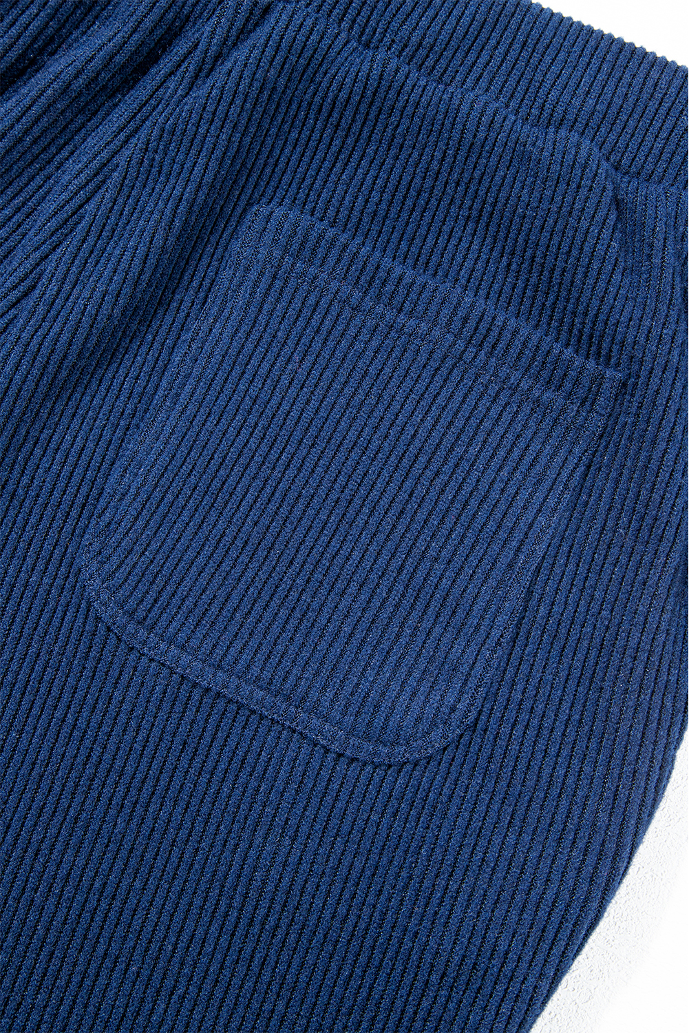 Navy Blue Ribbed Knit Cropped Hoodie and Drawstring Joggers Set - loveforevers