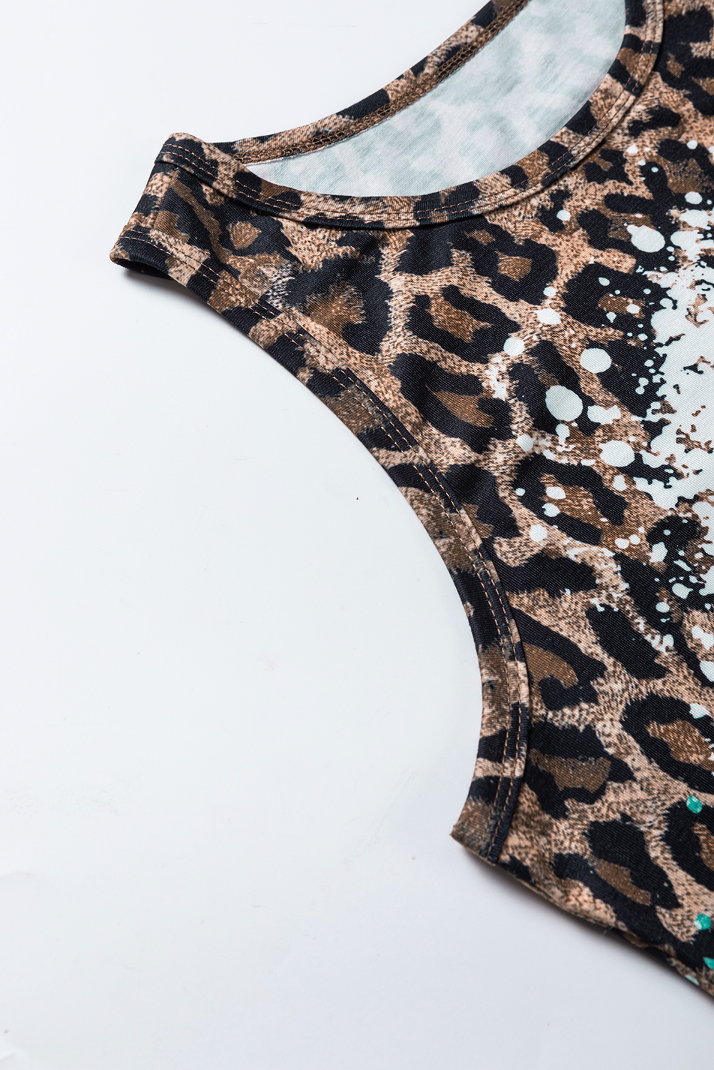 Light Blue Bleached Leopard Tie-dye Print Tank Top - loveforevers