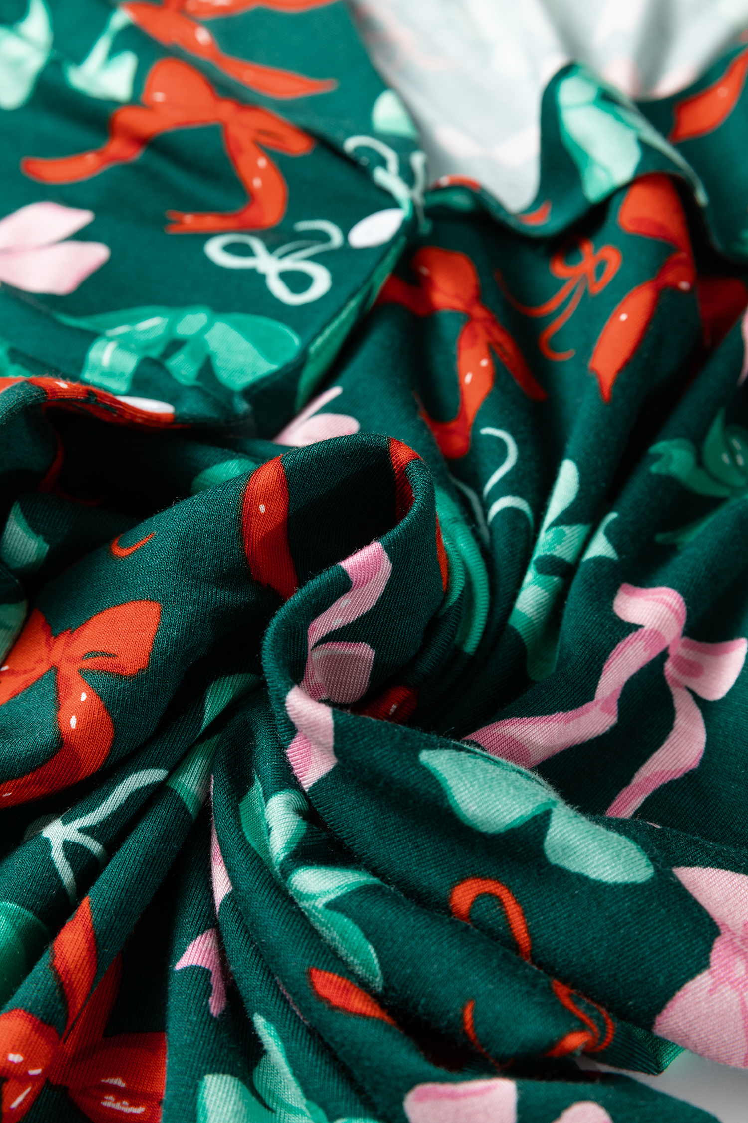 Green Festive Bow Print 2pcs Pajama Pant Set - loveforevers