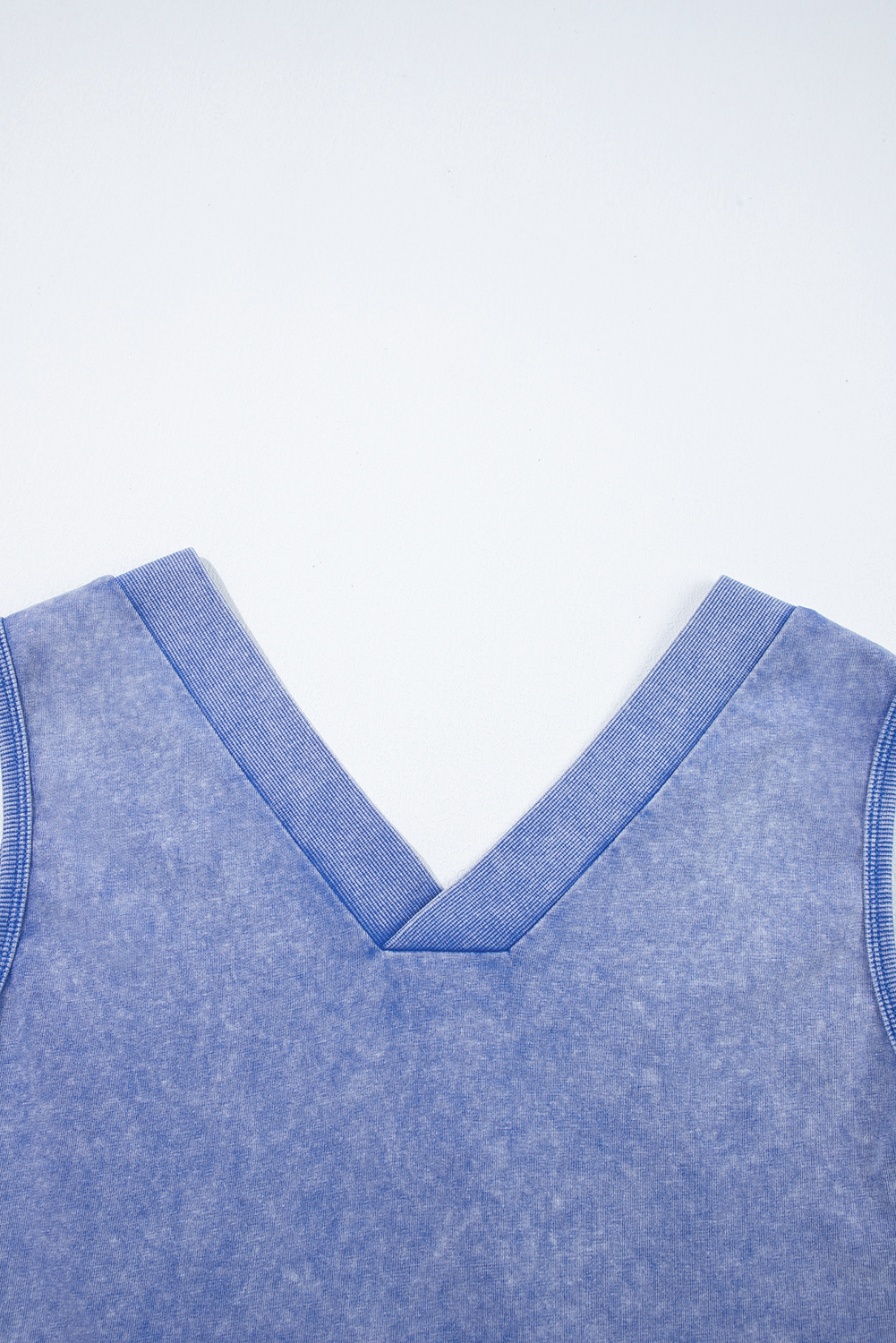 Sky Blue Mineral Wash Pocketed Sleeveless V Neck Loose Romper - loveforevers