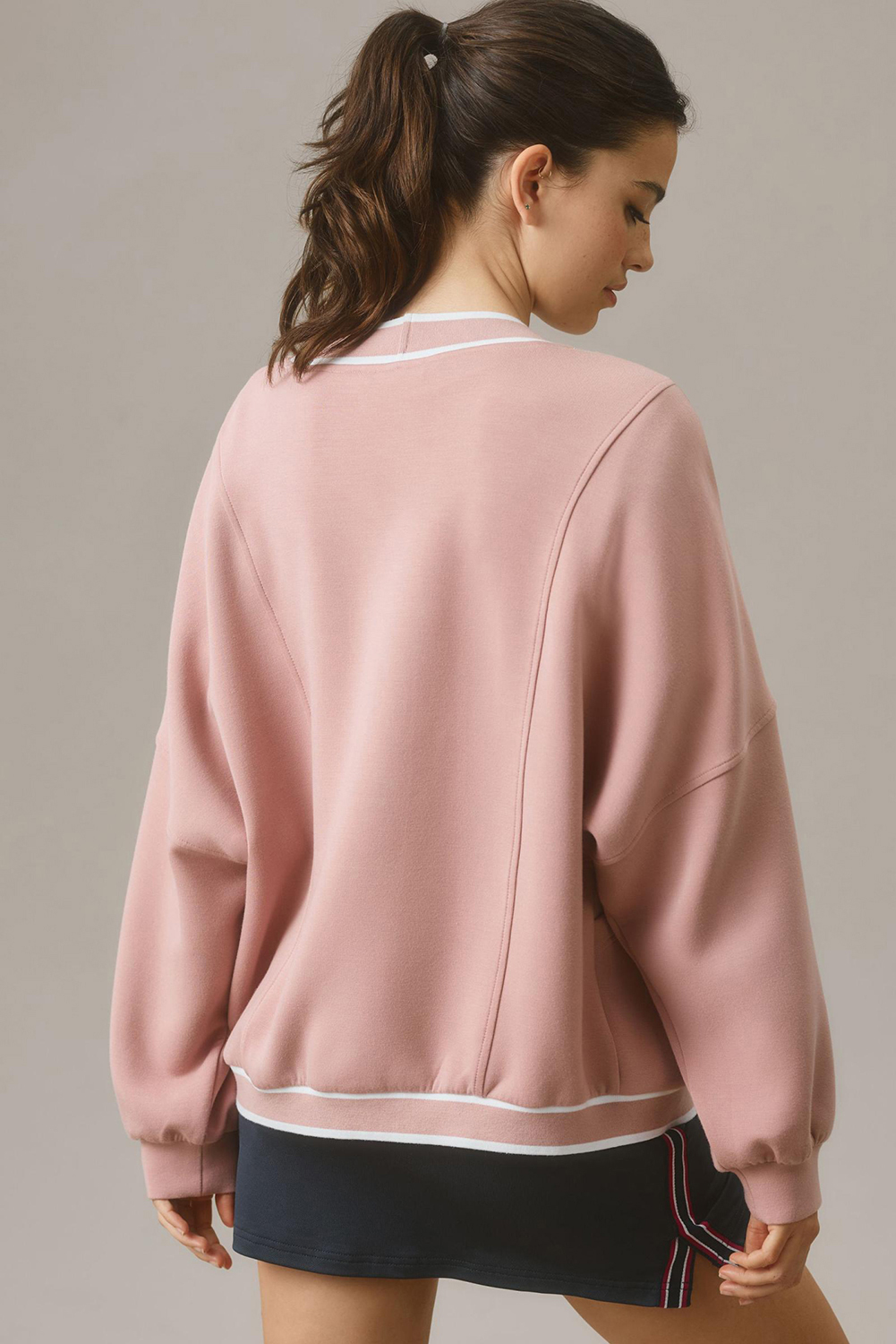 Pink Stripe Contrast Trim V Neck Buttoned Front Pocketed Knit Cardigan - loveforevers