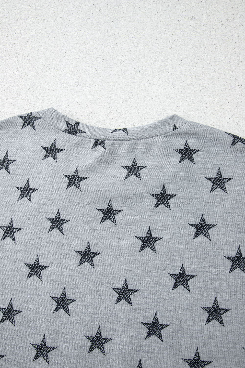 Gray Star Print Tiered Ruffled Sleeve Crew Neck T Shirt - loveforevers