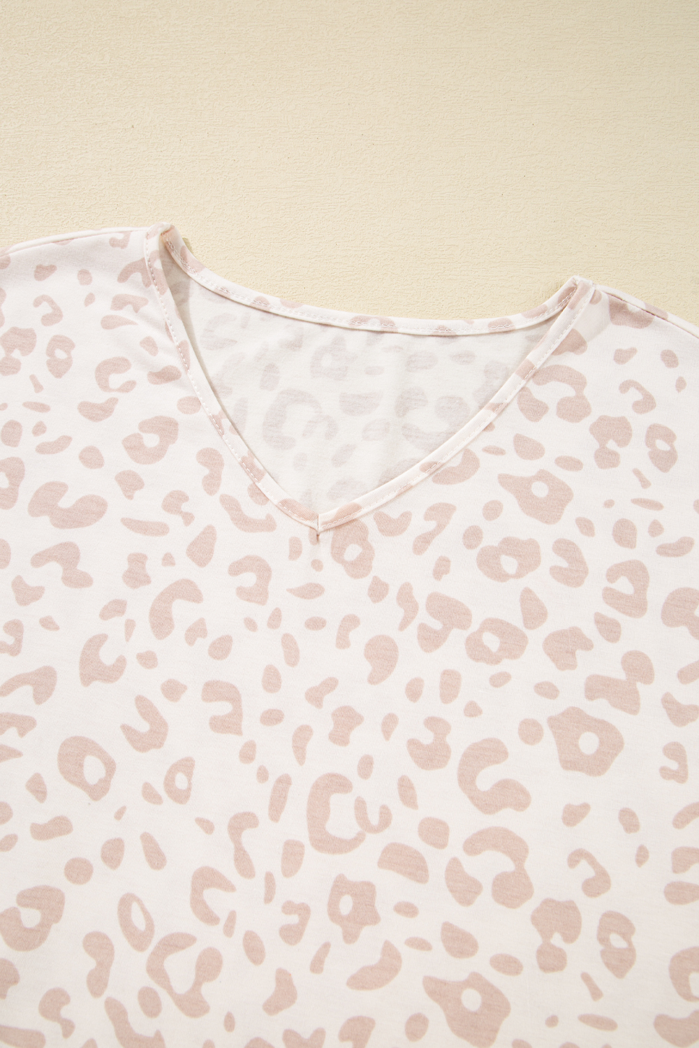 Beige Cheetah V Neck Tee and Pants Lounge Set - loveforevers