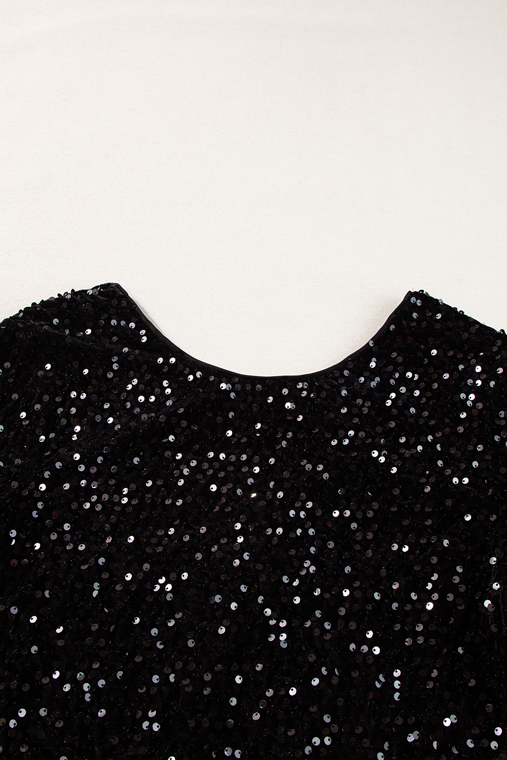 Black Sequin Long Sleeve Cutout Back Top - loveforevers