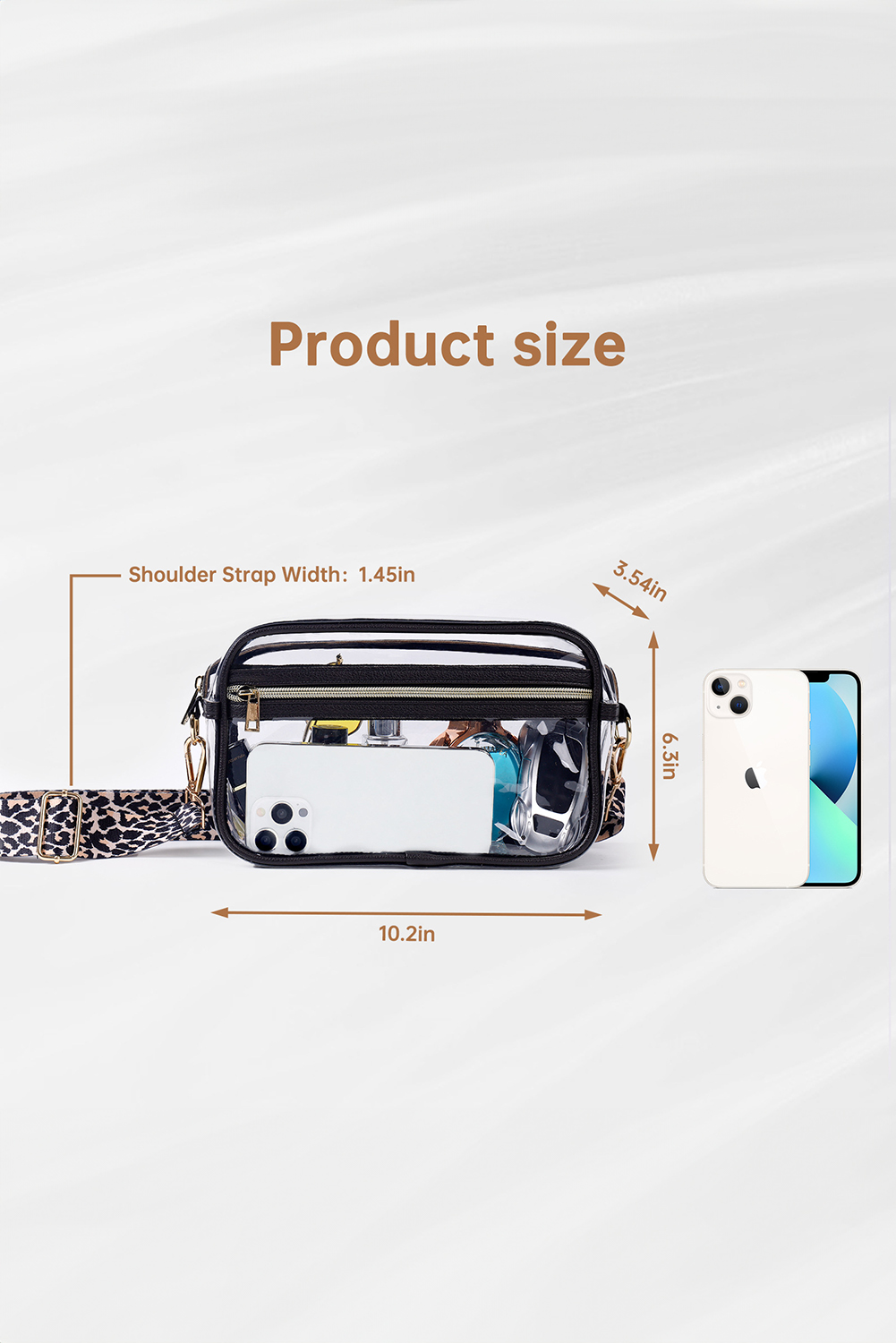 Black Leopard Strap Clear Crossbody Bag - loveforevers
