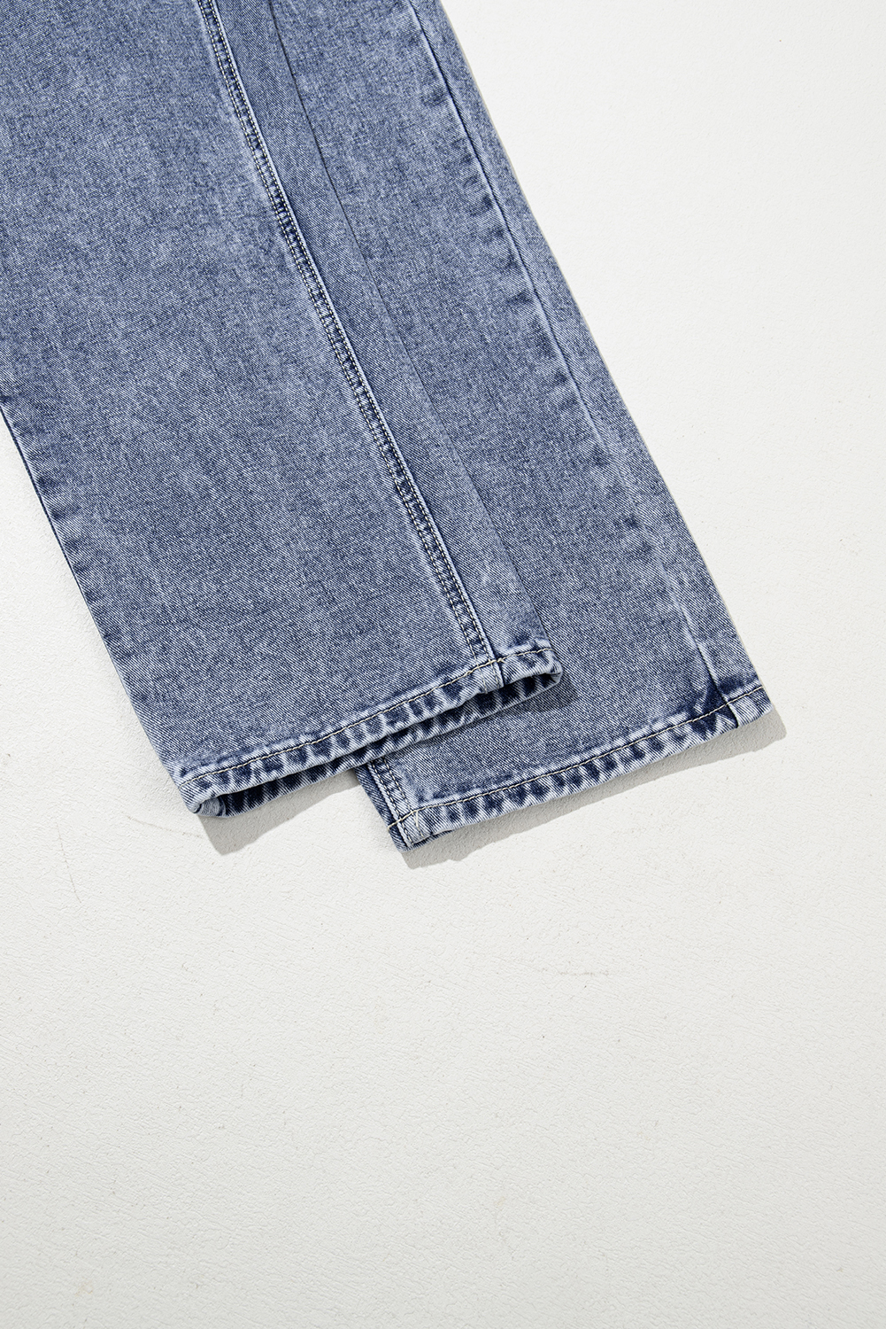Sail Blue Denim Bib Straight Leg Jumpsuit with Pockets - loveforevers