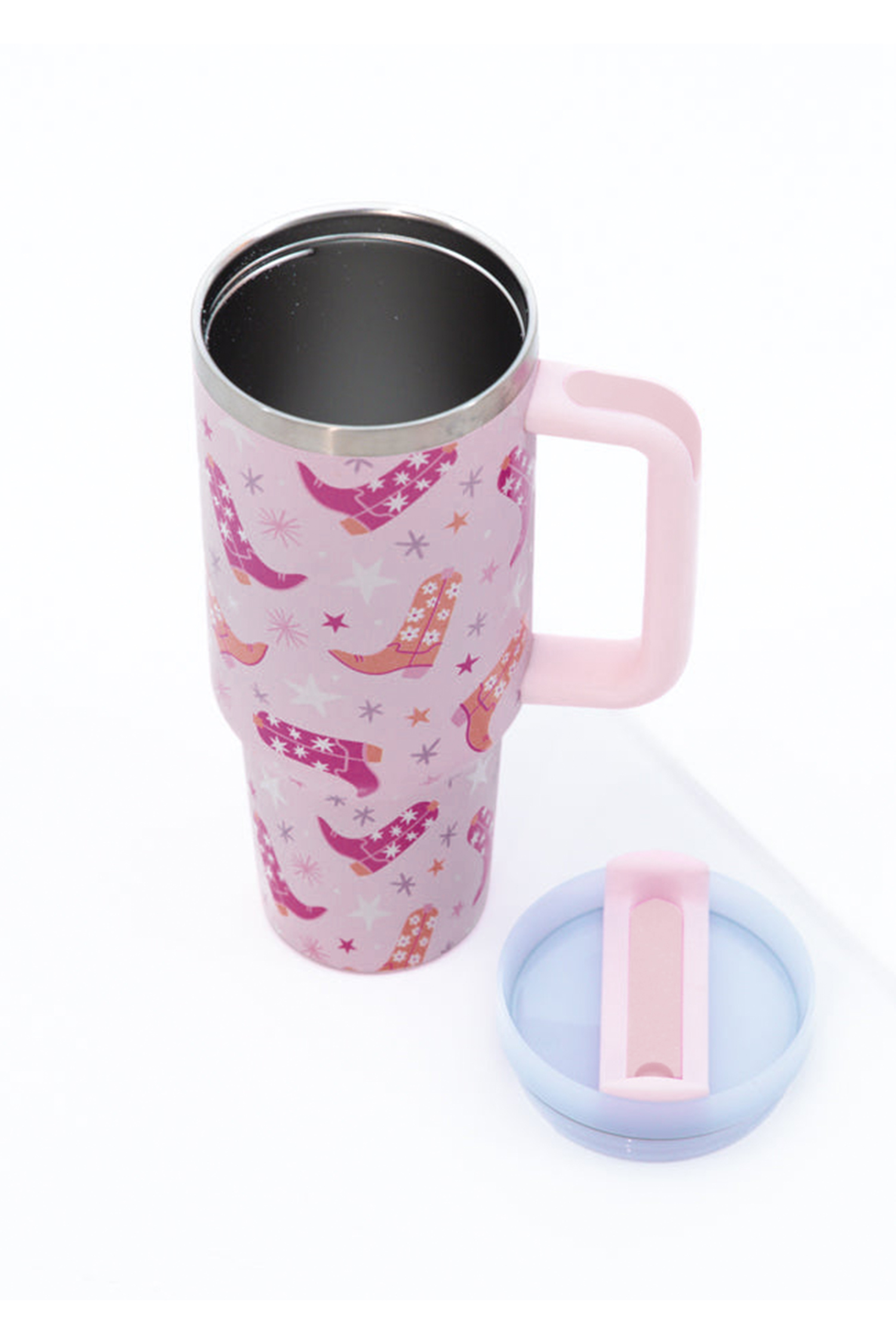 Sachet Pink Western Boot Tumbler with Straw 40oz - loveforevers