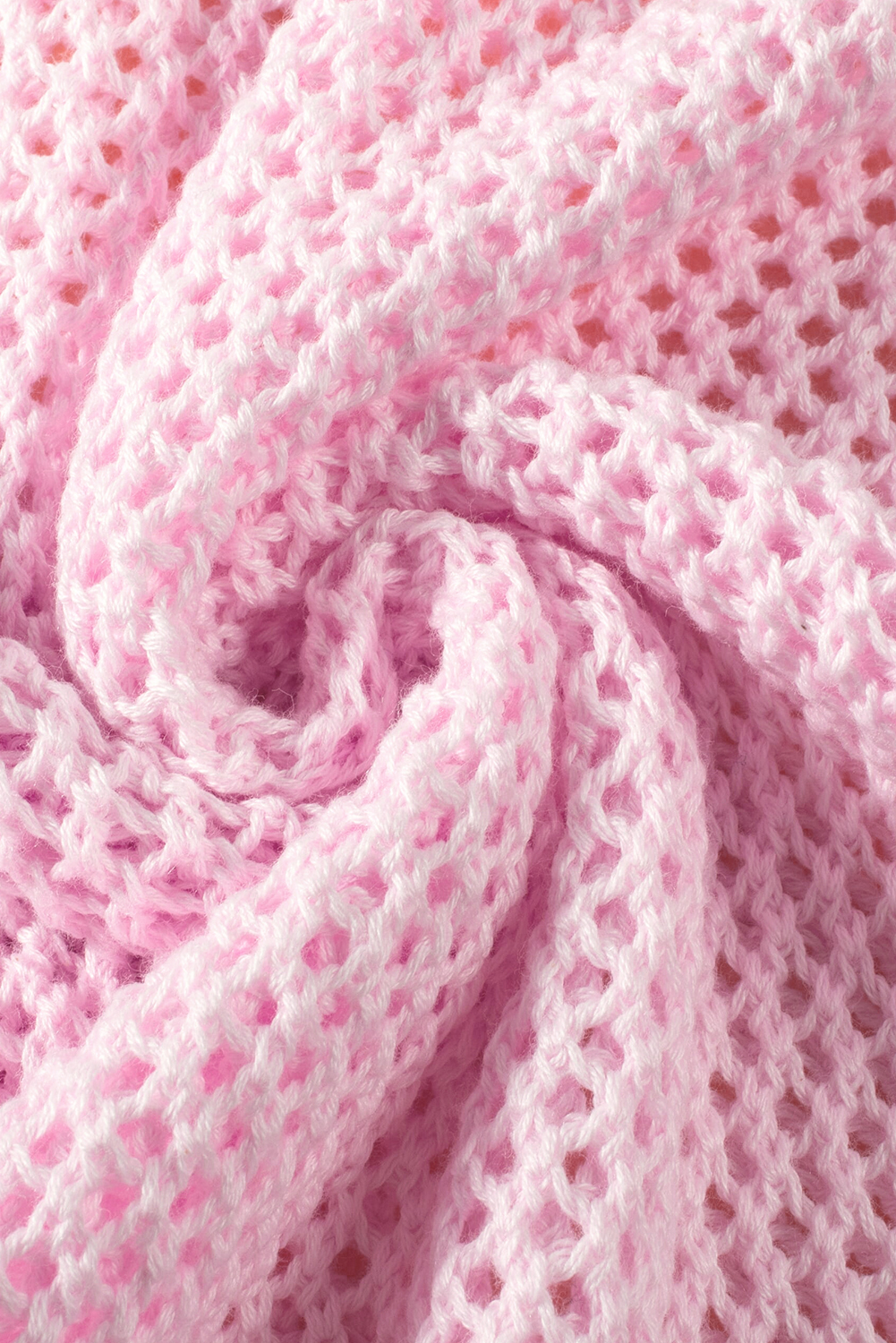 Light Pink Big Flower Hollowed Knit Drop Shoulder Sweater - loveforevers
