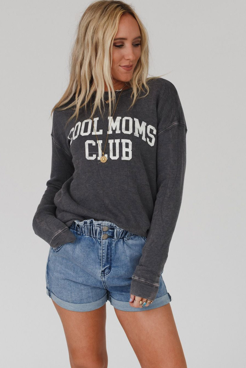 Gray COOL MOMS CLUB Drop Shoulder Sweatshirt - loveforevers