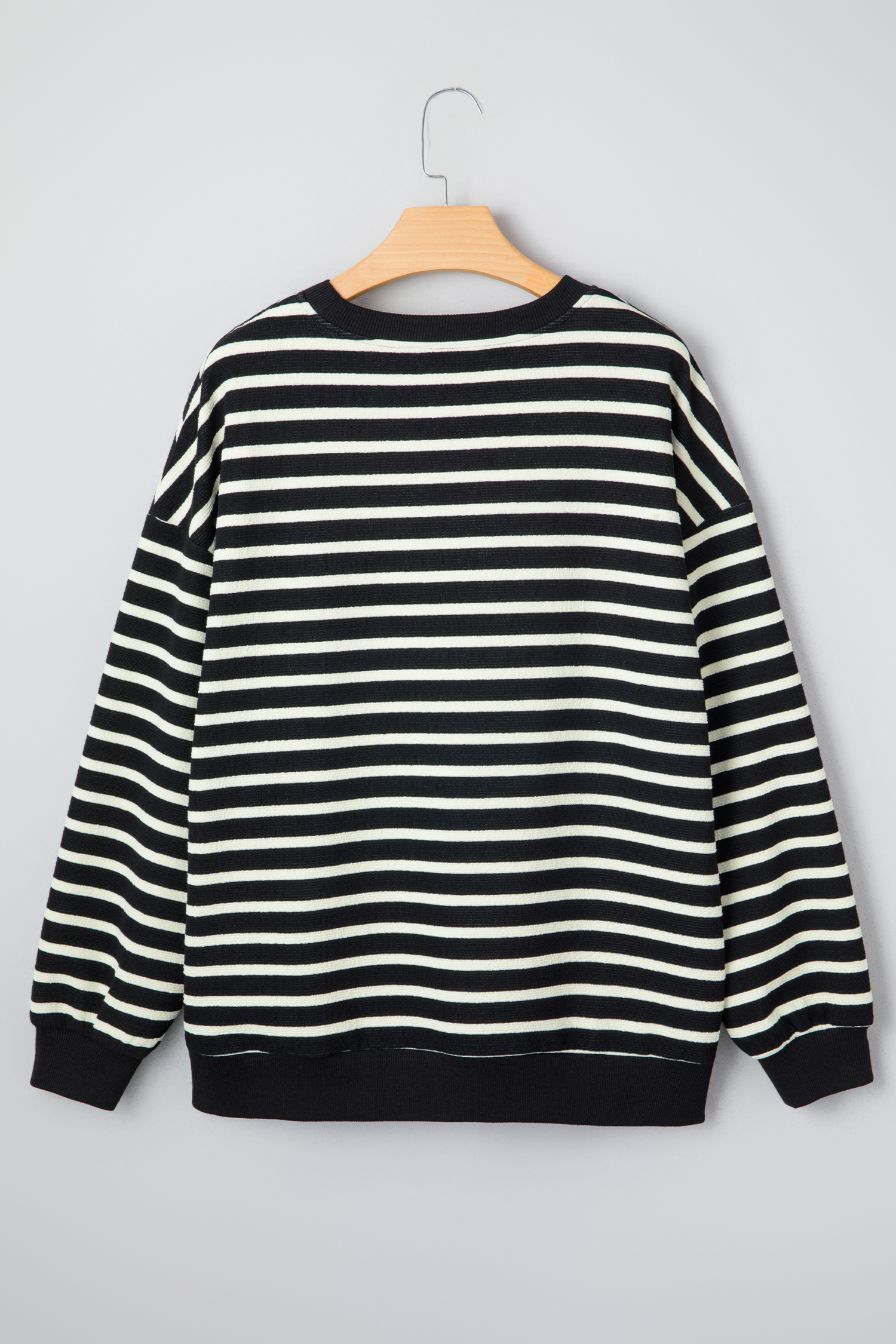 White Stripe Contrast MERRY Letter Christmas Print Drop Shoulder Sweatshirt - loveforevers