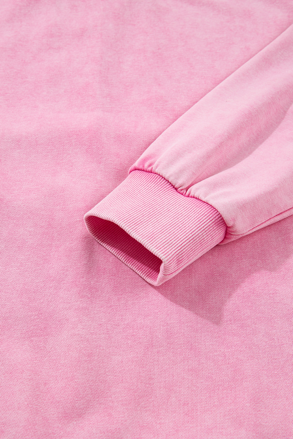 Bright Pink Mineral Wash Crossed Crew Neck Drop Shoulder Loose Sweatshirt - loveforevers