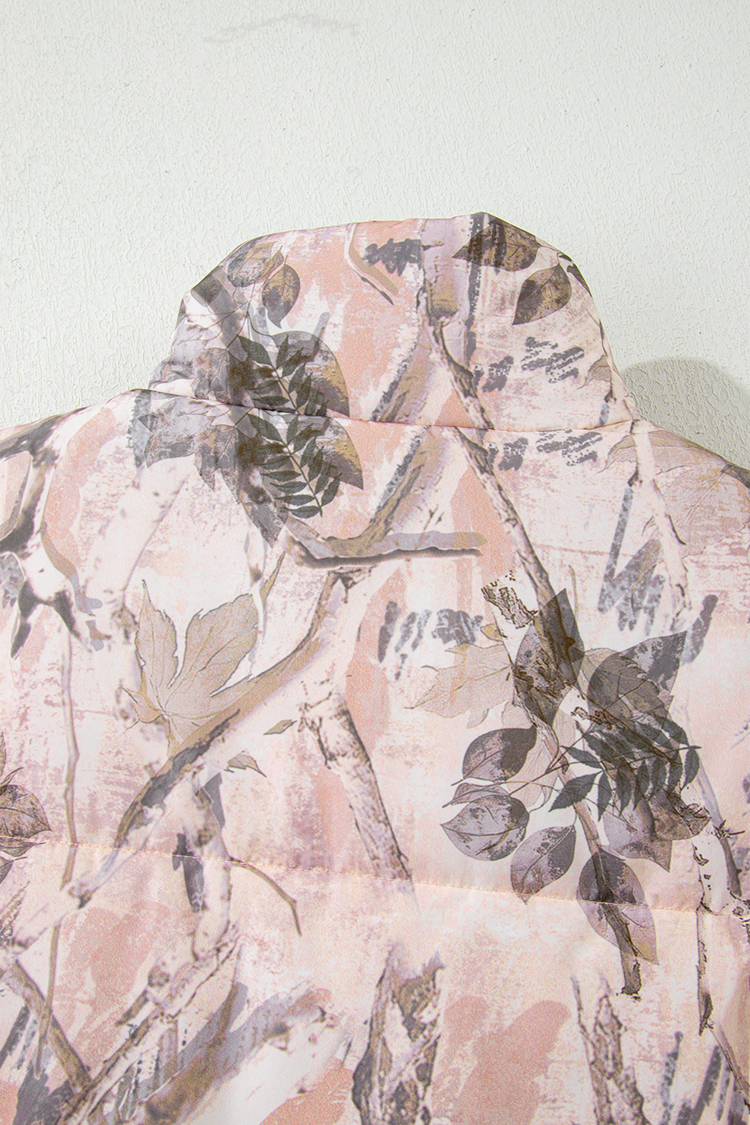 Brown Camo Leaf Print Winter Puffer Vest - loveforevers