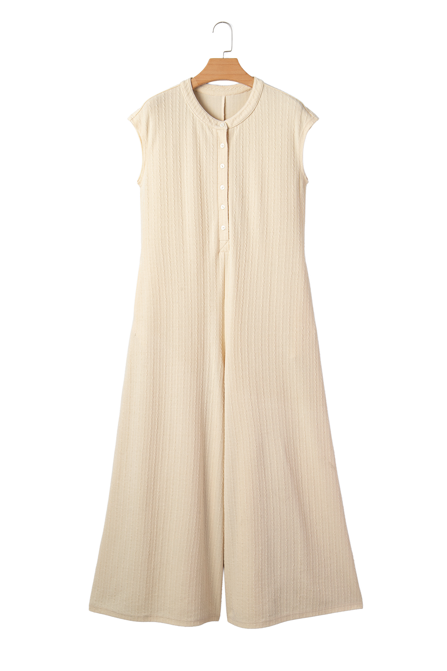Jet Stream Half Buttons Ribbed Knit Wide Leg Jumpsuit - loveforevers