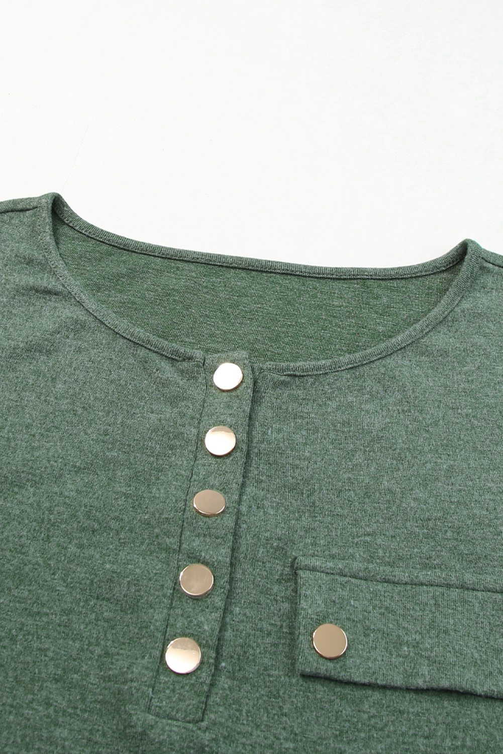 Mist Green Long Sleeve Snap Button Henley Top - loveforevers