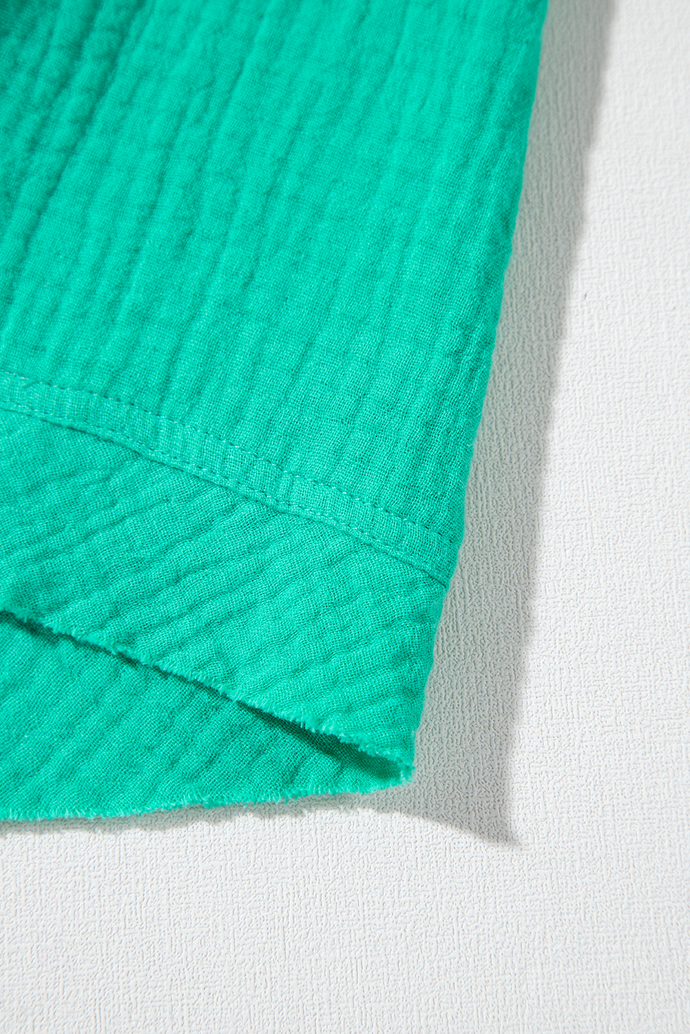 Sea Green Textured Buttoned Thin Strap Tiered Loose Fit Mini Dress - loveforevers