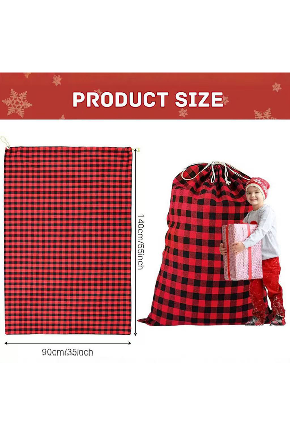 Fiery Red Retro Plaid Reusable Christmas Gift Bag - loveforevers