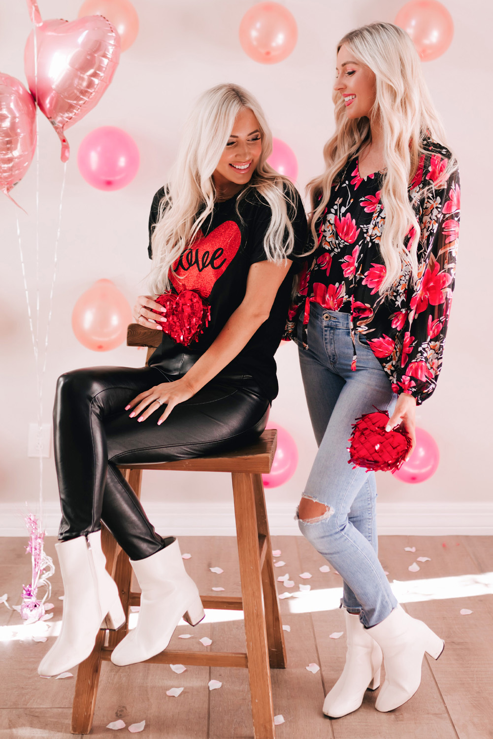 Black Love Heart Shaped Glitter Print T Shirt - loveforevers