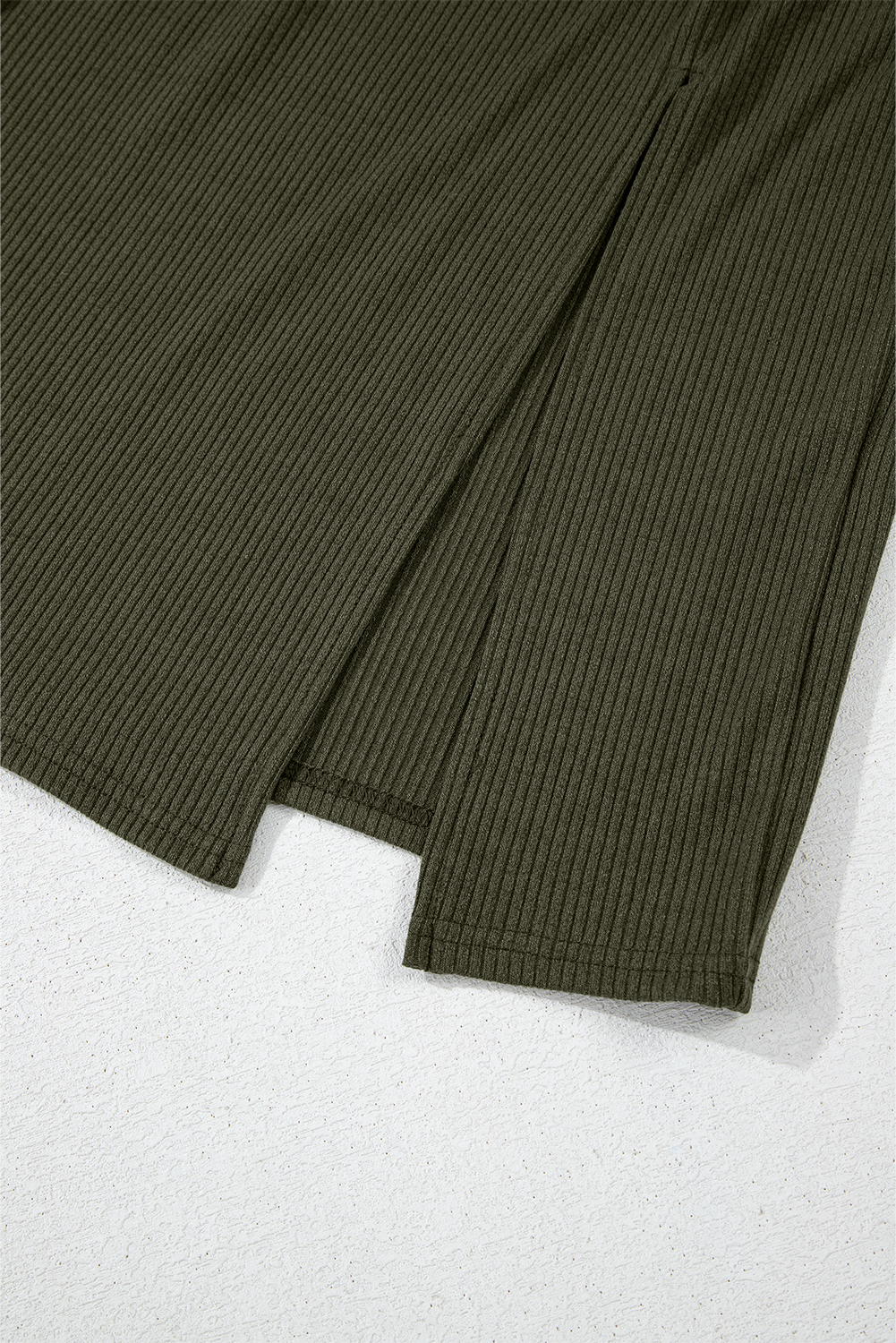 Jungle Green Ribbed Side Slit Ruched Slim Fit Long Sleeve Mini Dress - loveforevers