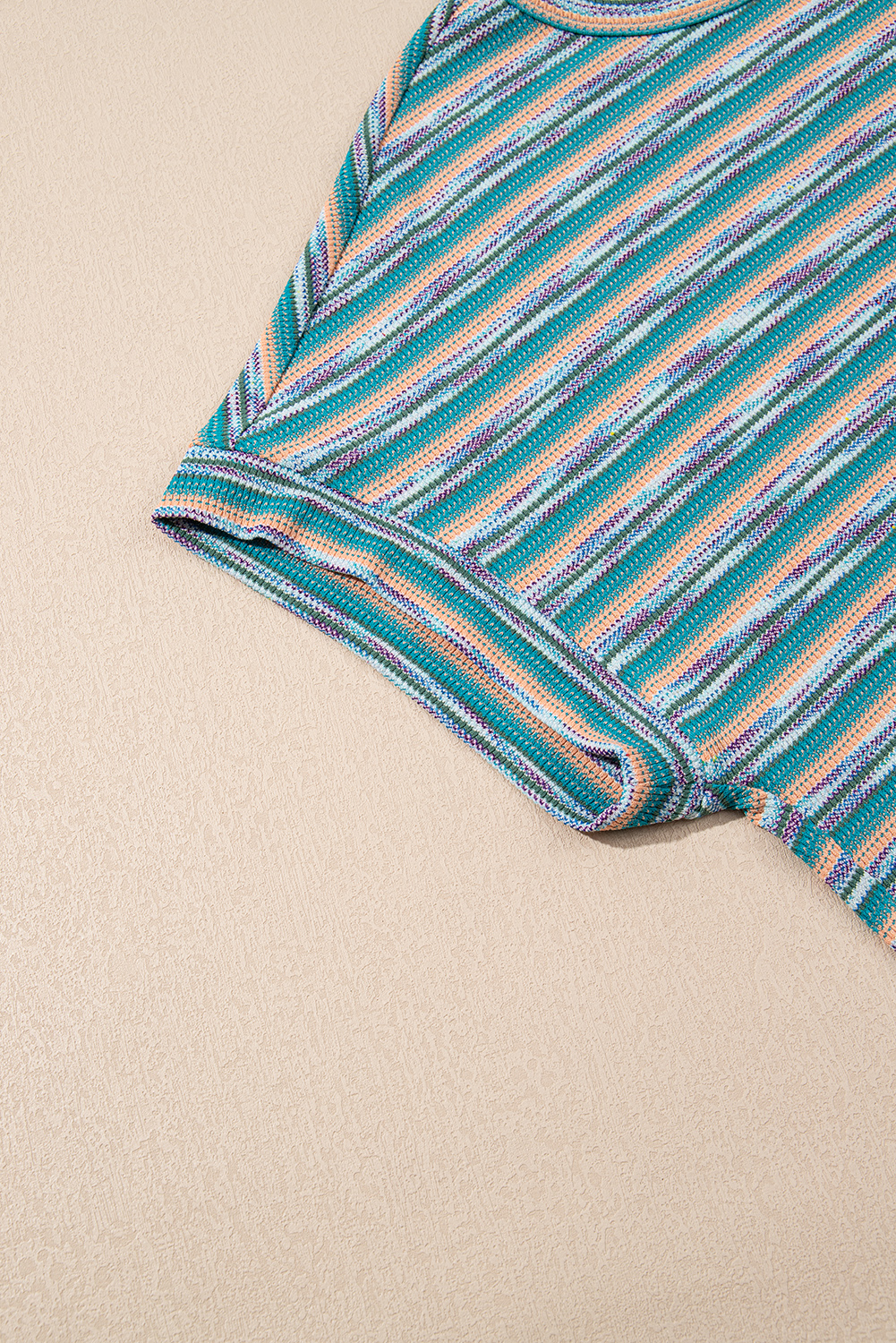 Multicolour Striped Wide Sleeve Loose T Shirt - loveforevers