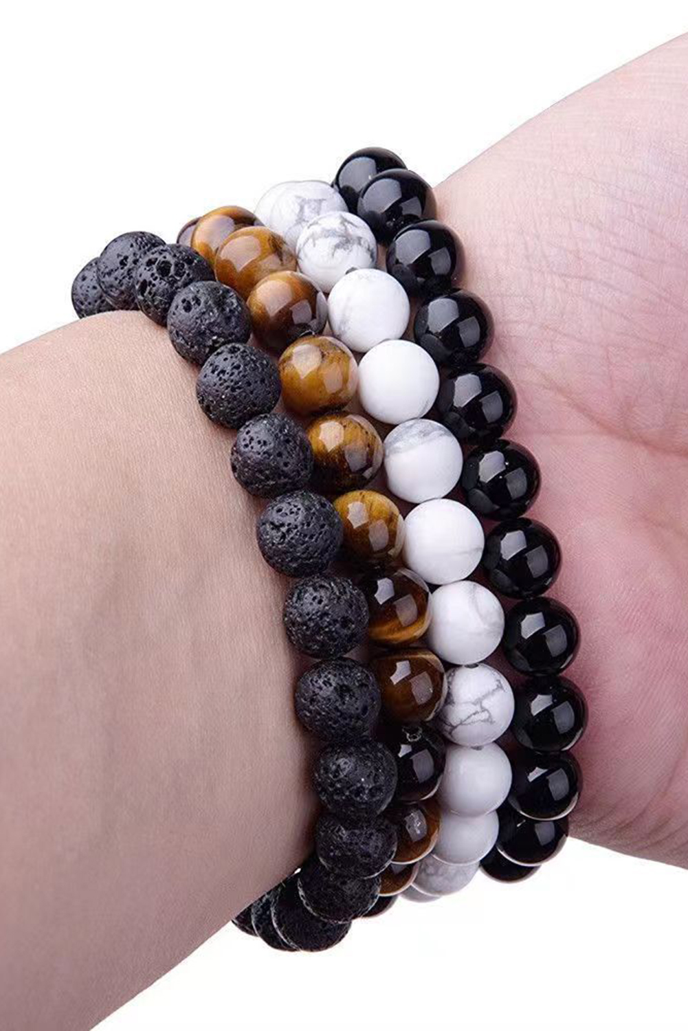Black Retro Beaded Crystal 4pcs Bracelet Set - loveforevers