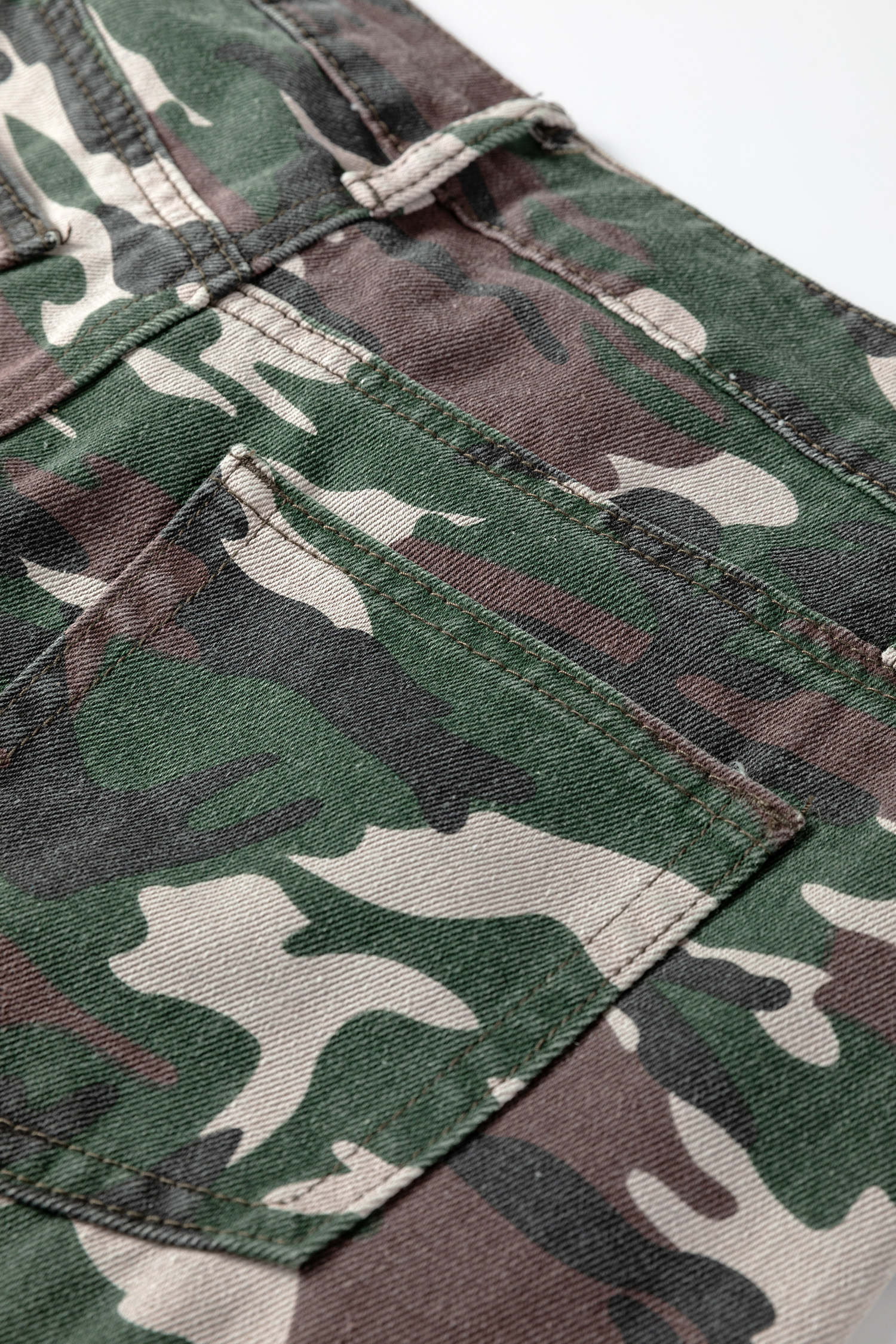 Green Camo Denim Cargo Wide Leg Pants - loveforevers