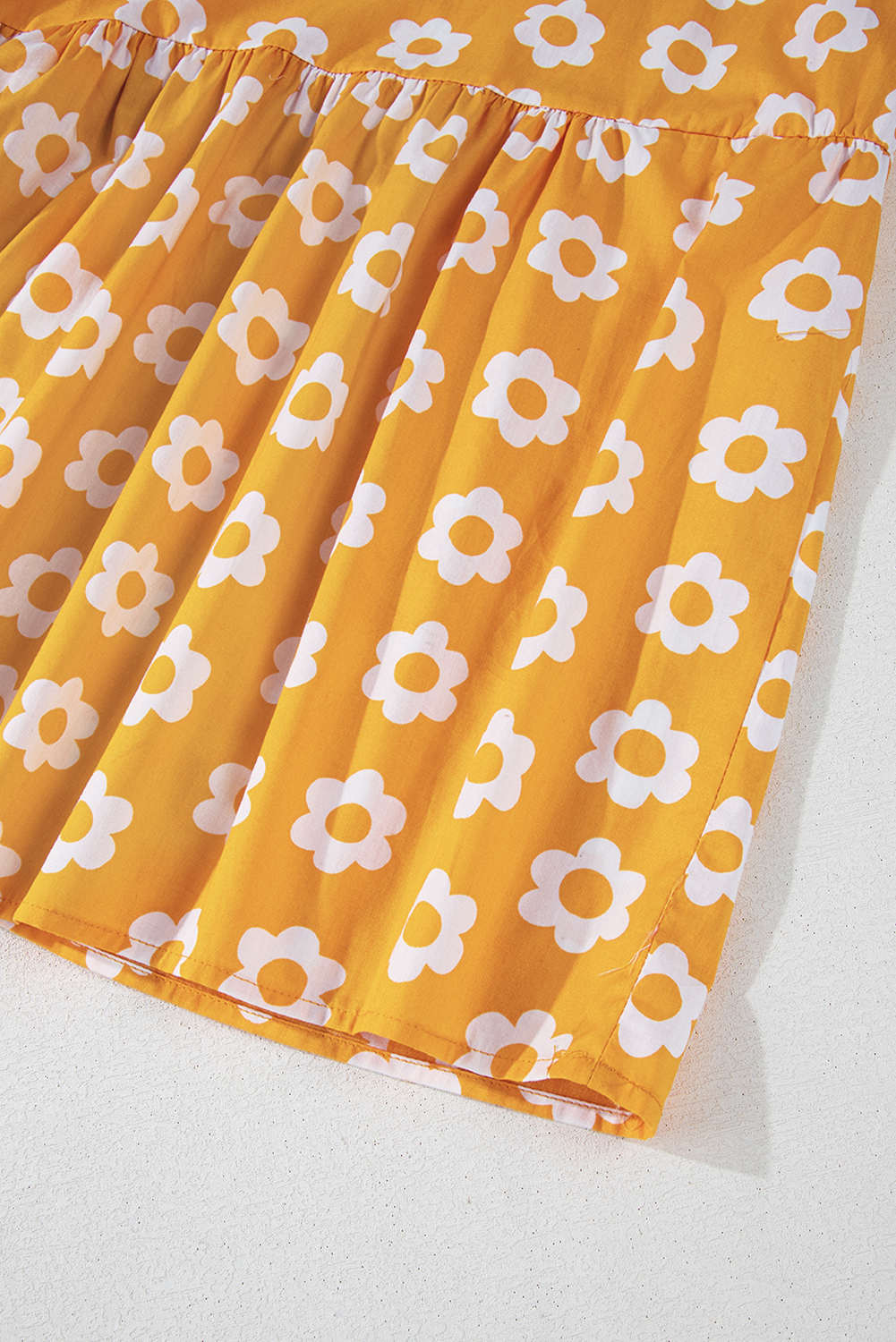 Yellow Flower Print Bracelet Sleeve Buttons Collared Maxi Dress - loveforevers