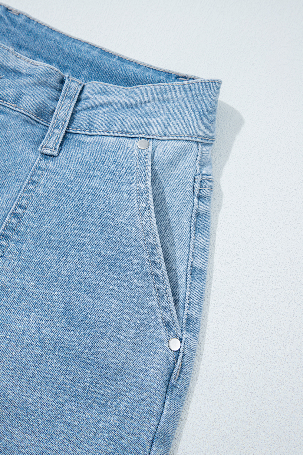 Beau Blue High Rise Barrel Relaxed Patch Pocket Jeans - loveforevers
