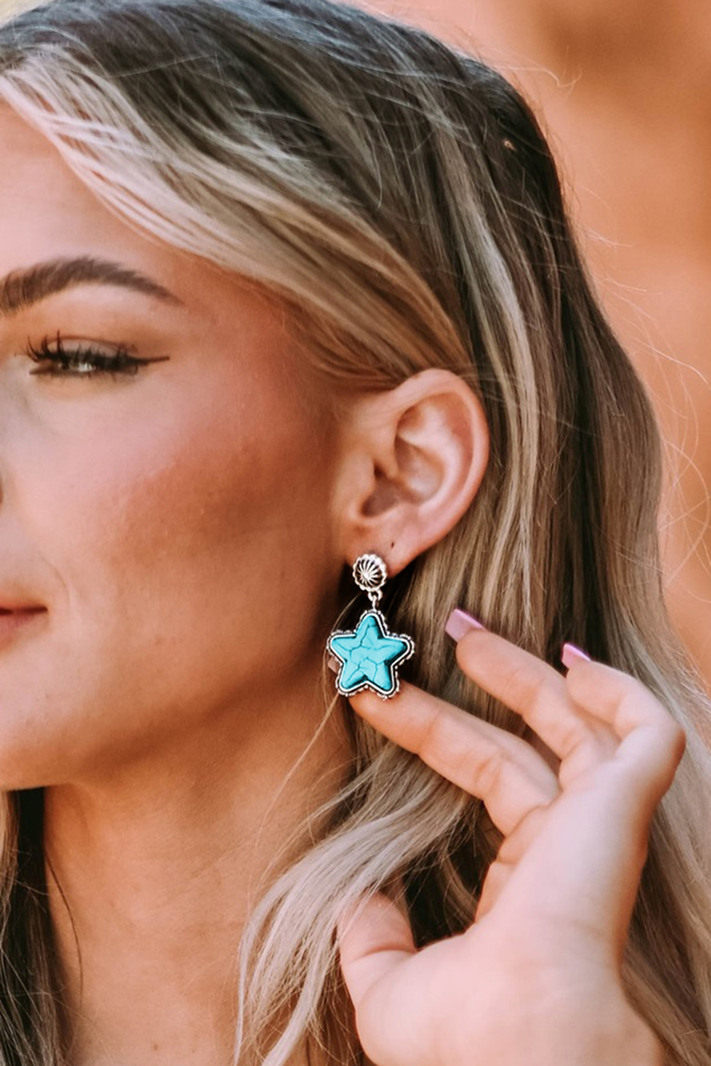 Green Star Dangle Antique Studded Western Earrings - loveforevers