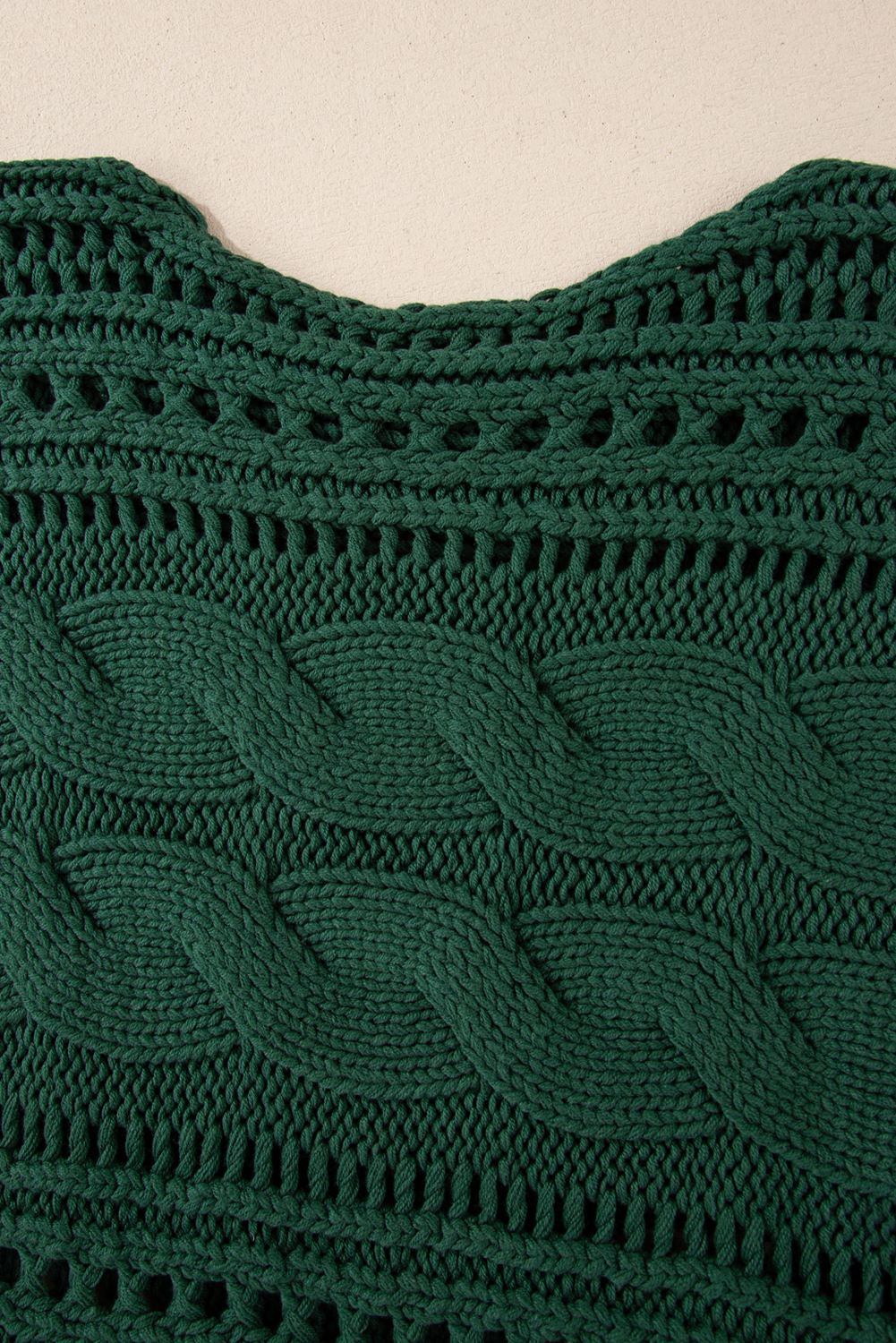 Blackish Green Hollow-out Cable Knit Cropped Sweater - loveforevers