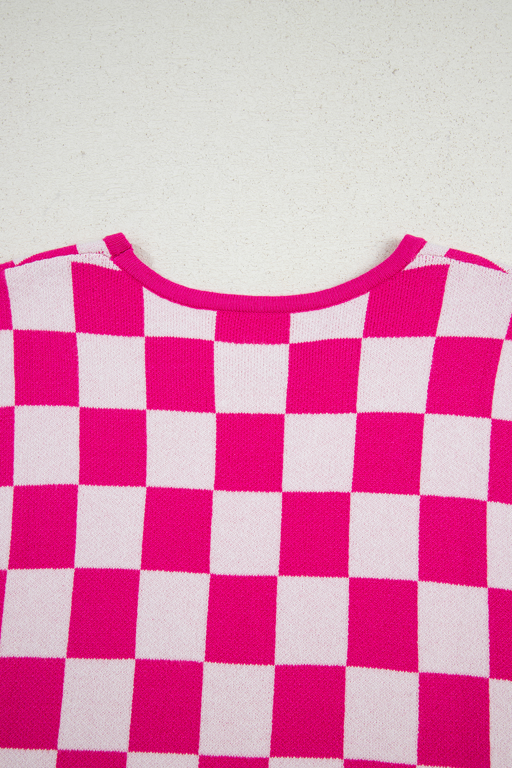 Rose Check Pattern Cap Sleeve Knitted Sweater - loveforevers