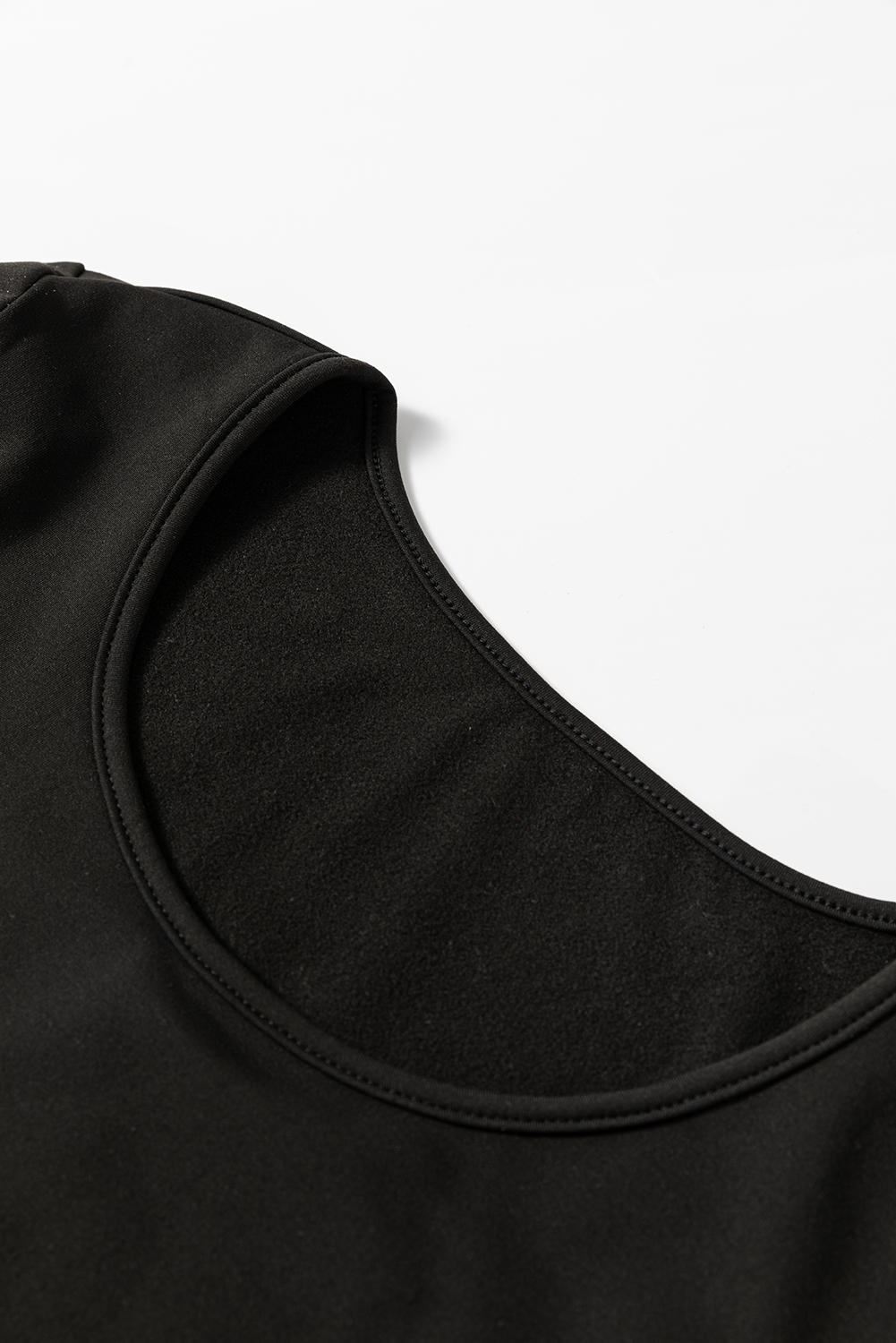 Black Solid Scoop Neck Slim Fit Thermal Top - loveforevers