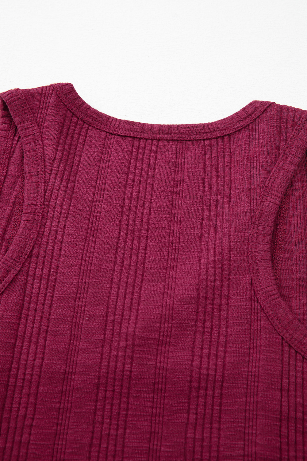 Red Dahlia Ribbed Textured Exposed Stitching Knit Tank Top - loveforevers