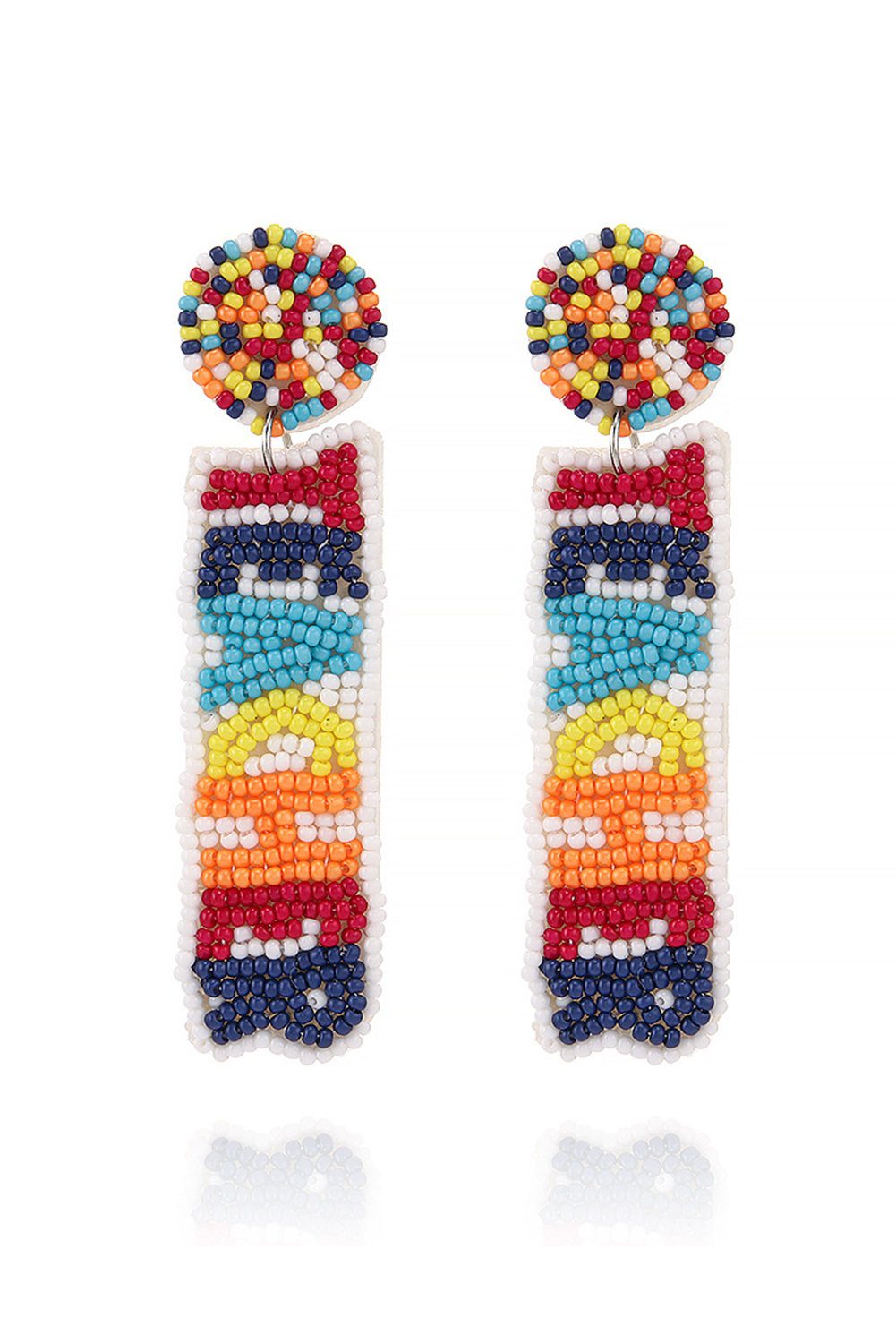 White TEACHER Rice Bead Dangle Earrings - loveforevers