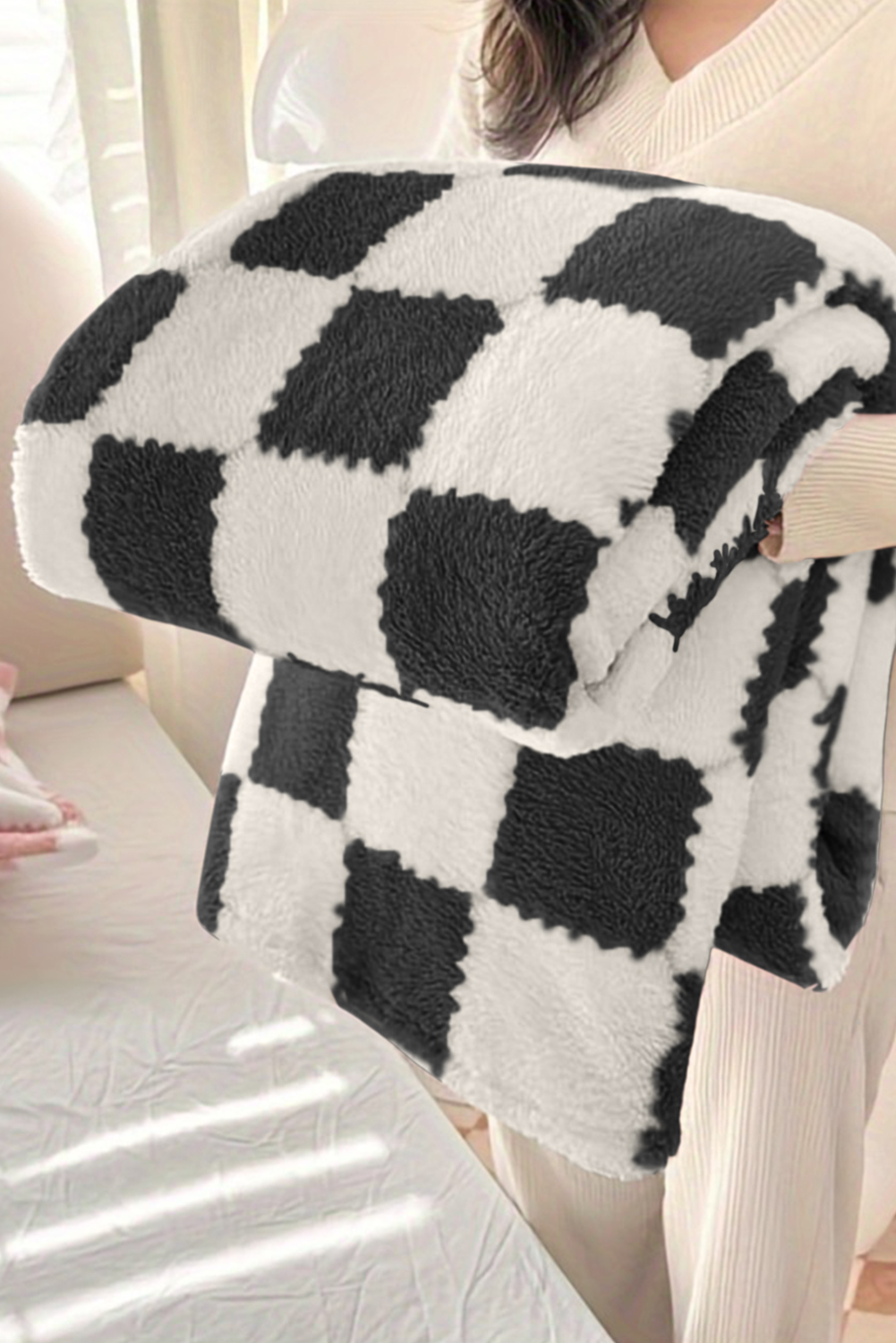 Pink Checkered Soft Plush Large Blanket - loveforevers