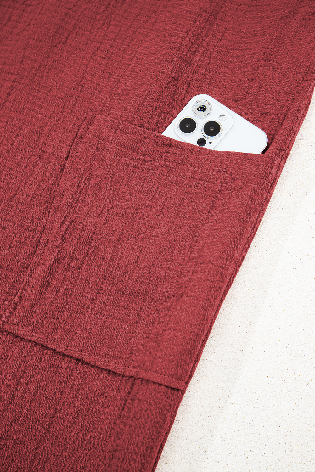 Red Clay Knotted Back Strap Cotton Bib Jumpsuit - loveforevers