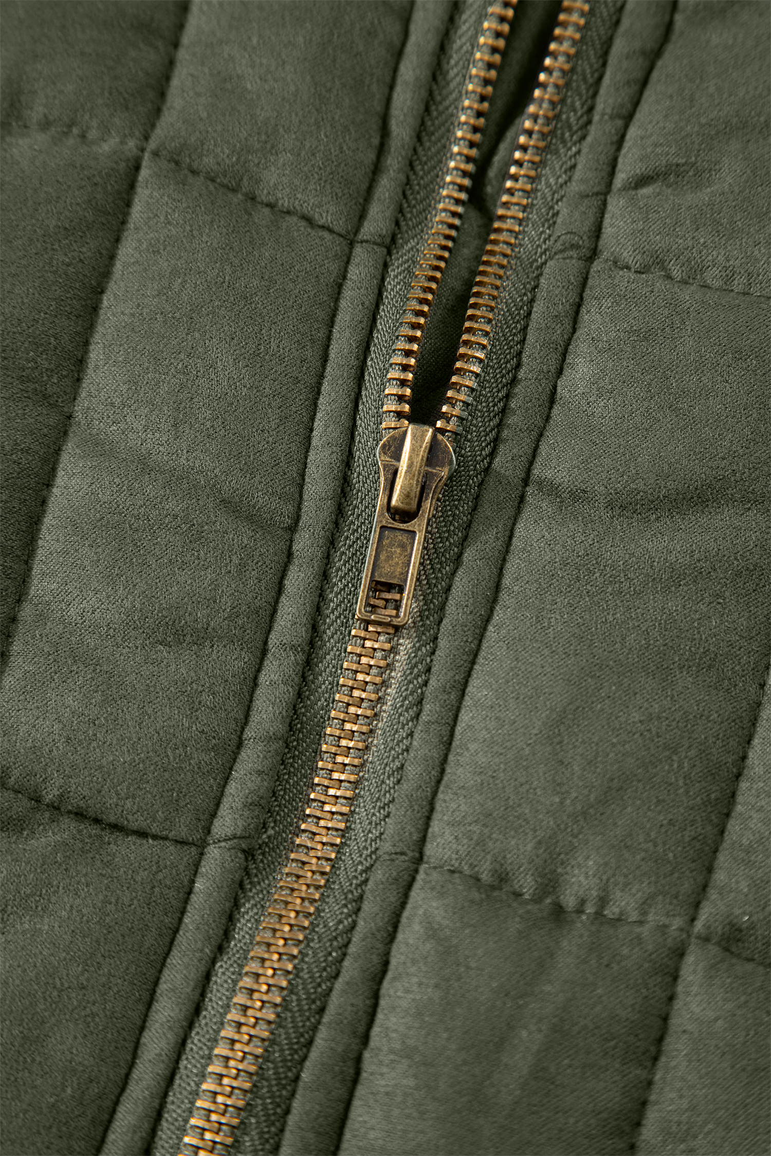 Khaki Zip-Up Pocket Quilted Jacket - loveforevers