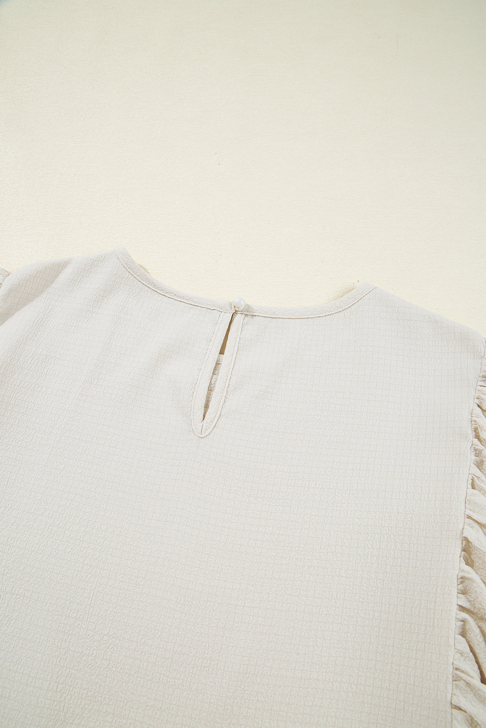 White Textured Ruffled Puff Sleeve Loose Dress - loveforevers