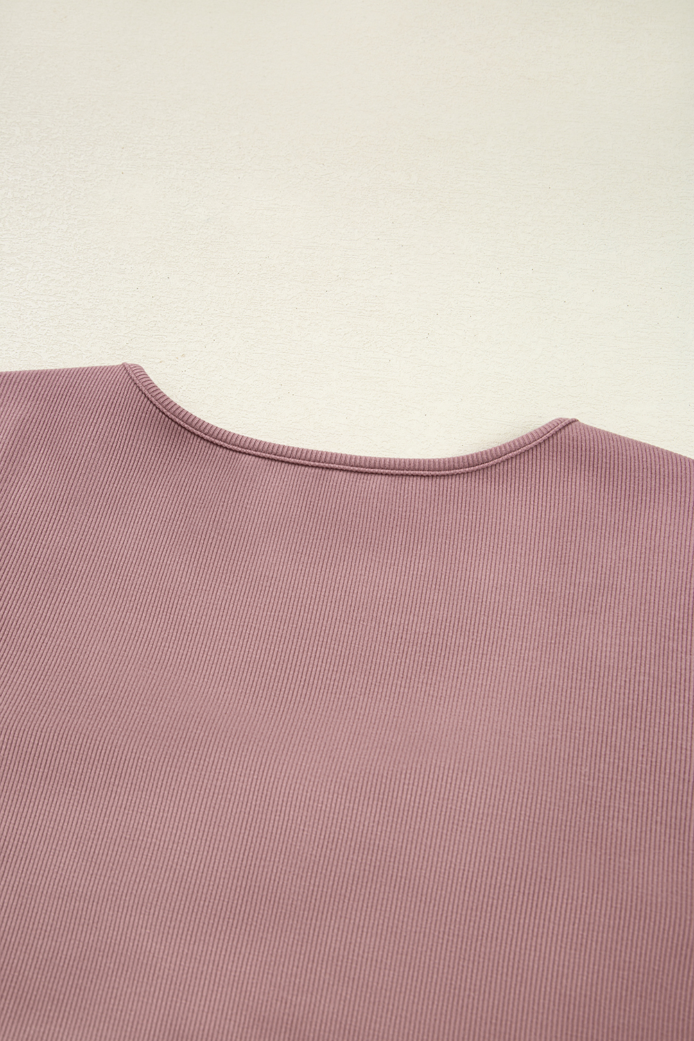 Burgundy Gathered Bust Square Neck Ribbed Fit Long Sleeve Top - loveforevers