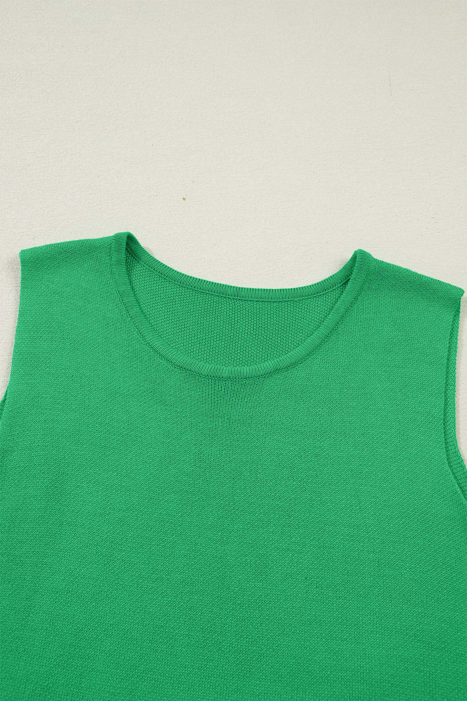 Bright Green Side Button Round Neck Knit Sleeveless Sweater - loveforevers