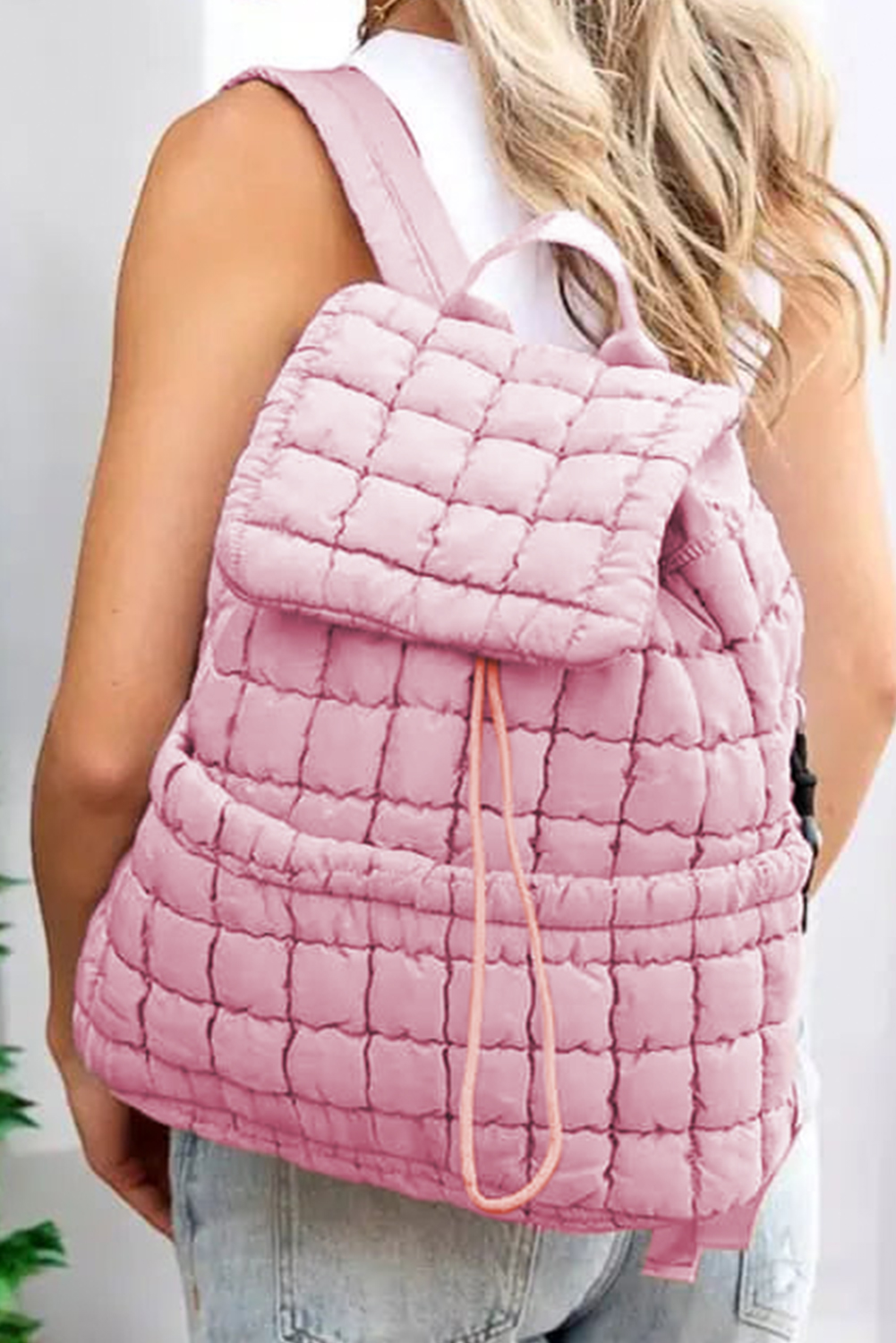 Black Solid Flapped Quilted Puffer Backpack - loveforevers
